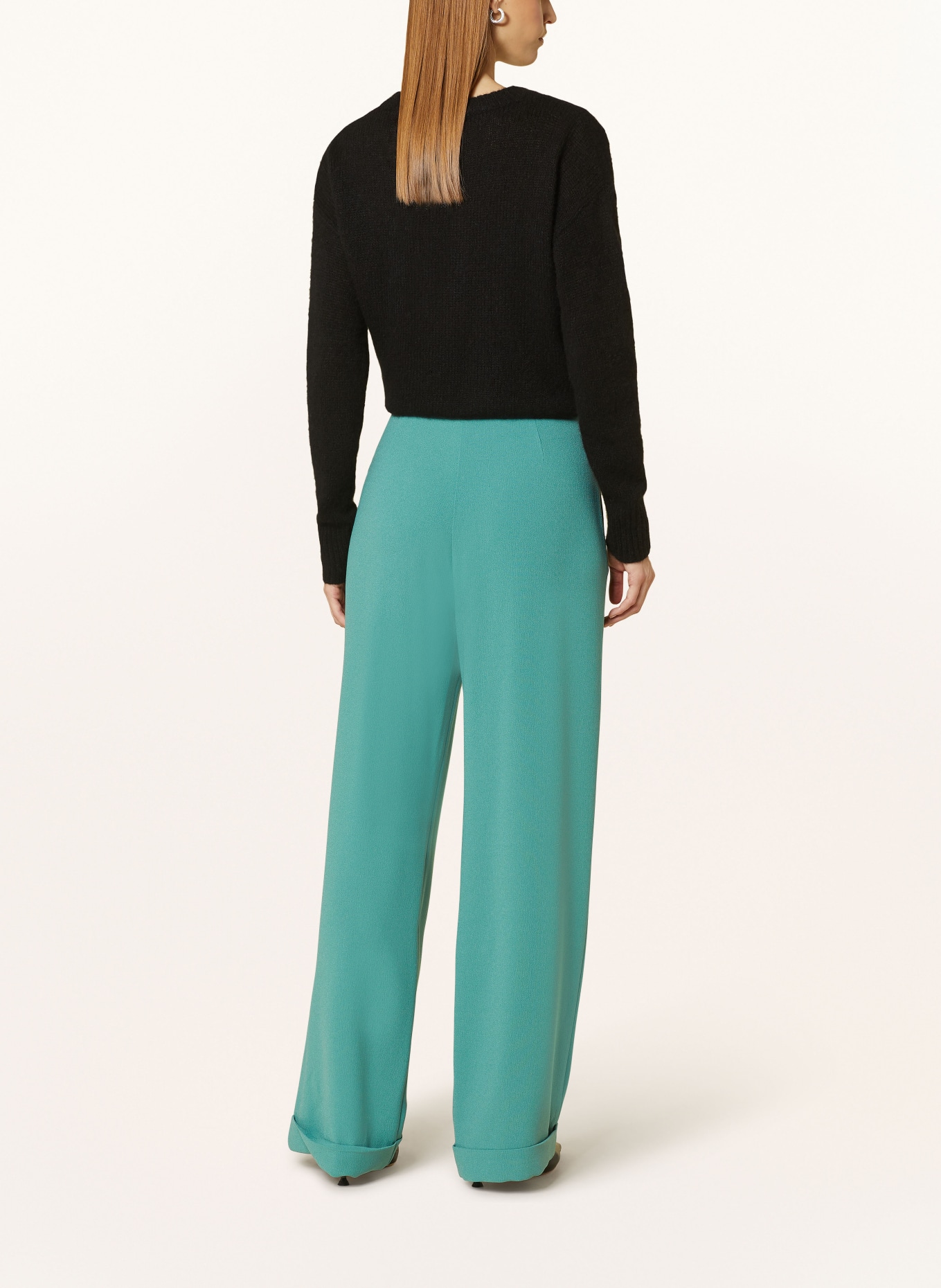 EMPORIO ARMANI Wide leg trousers, Color: GREEN (Image 3)