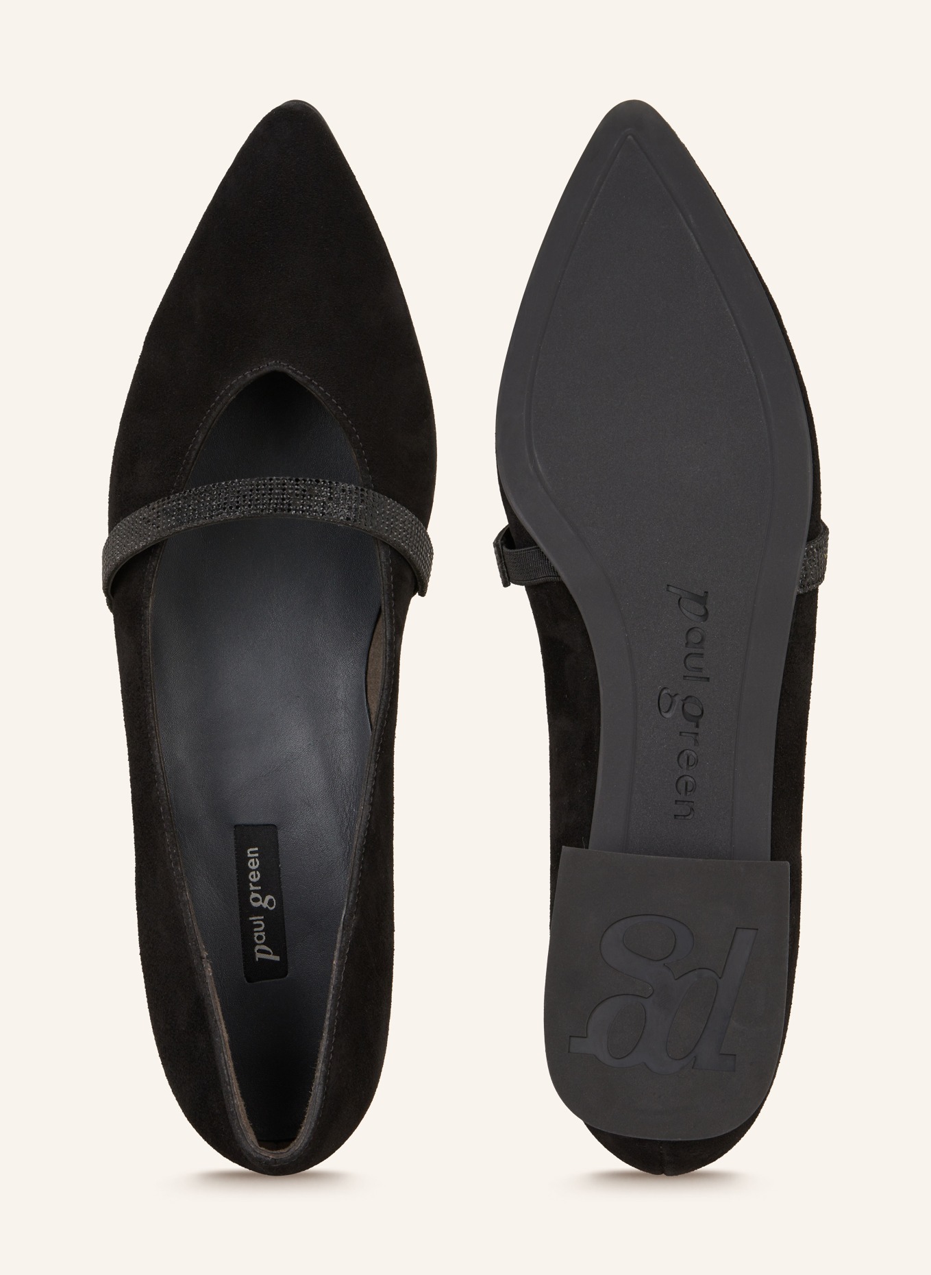 paul green Mary Jane ballets flats with decorative gems, Color: BLACK (Image 5)