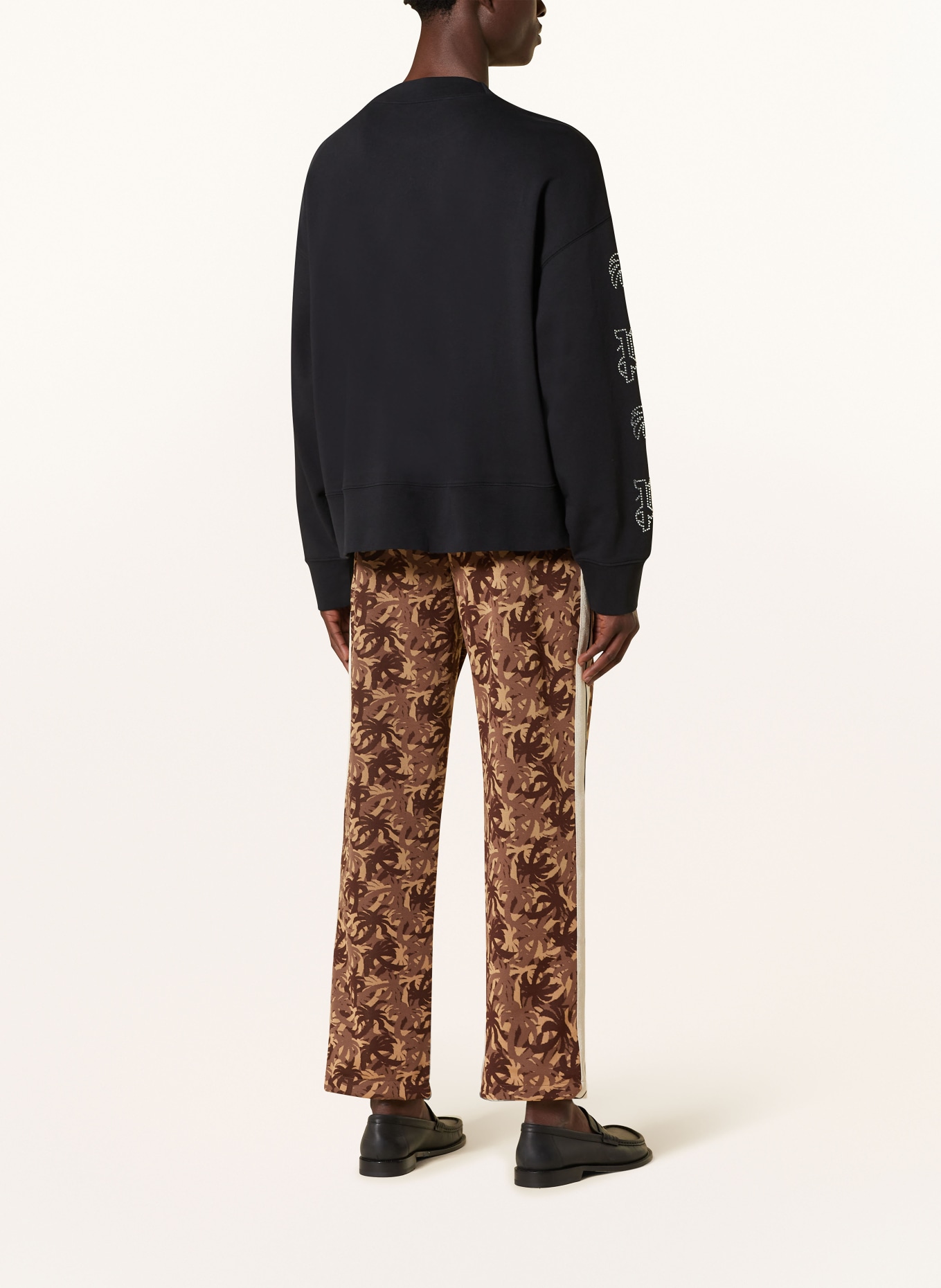 Palm Angels Bluza nierozpinana oversize z ozdobnymi kamykami: CZARNY/ SREBRNY