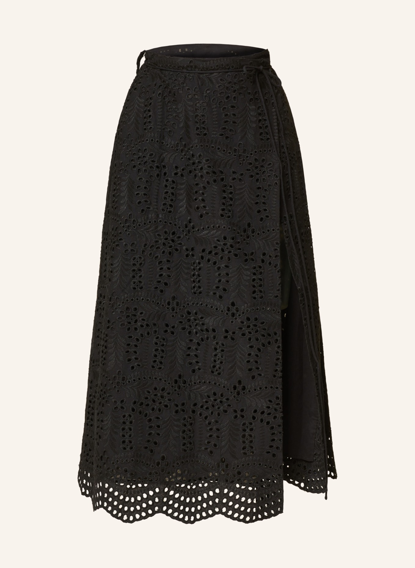 HOLZWEILER Wrap skirt GABRIELA in broderie anglaise, Color: BLACK (Image 1)