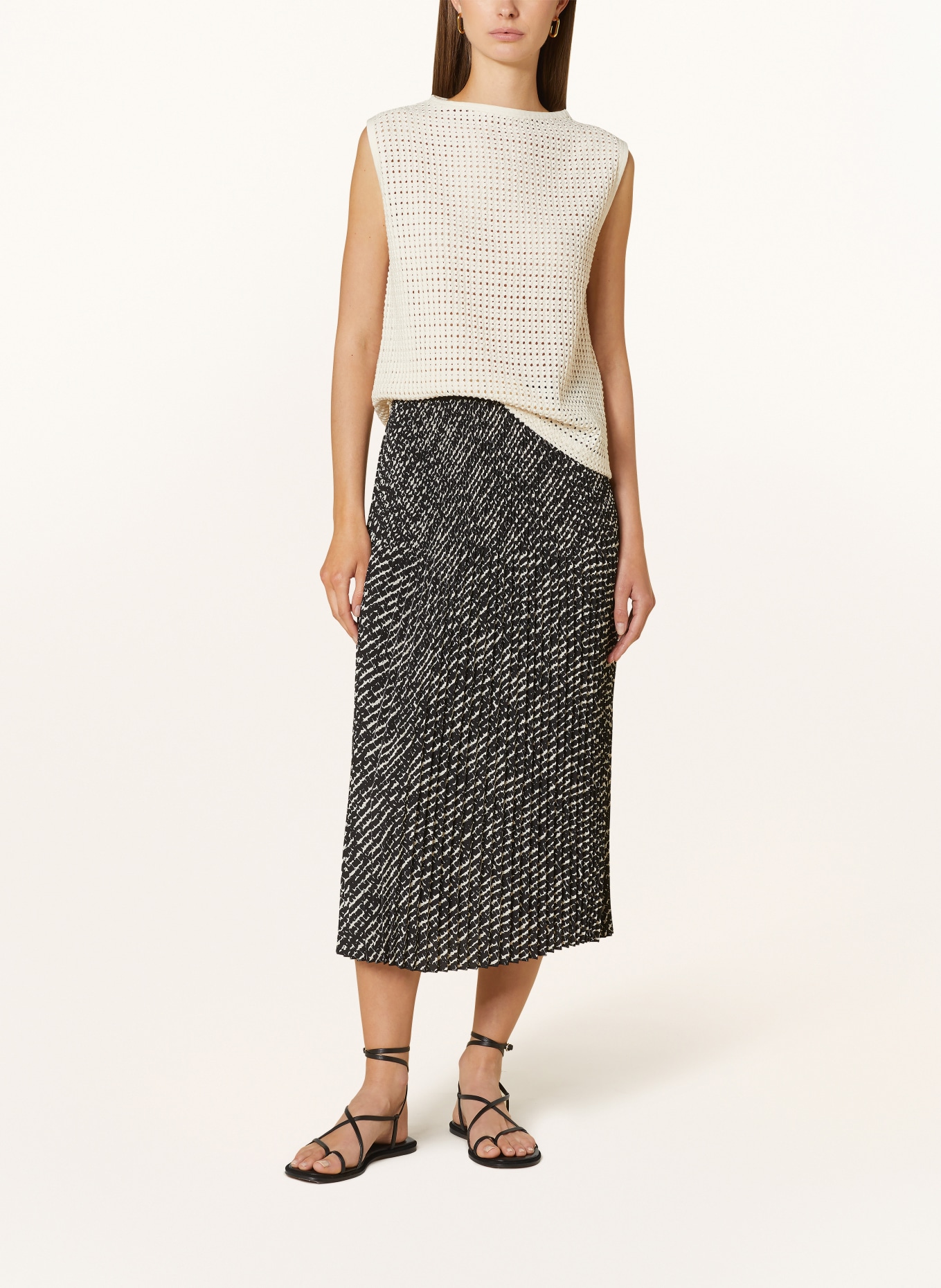 OPUS Pleated skirt RIBANI, Color: BLACK/ WHITE (Image 2)