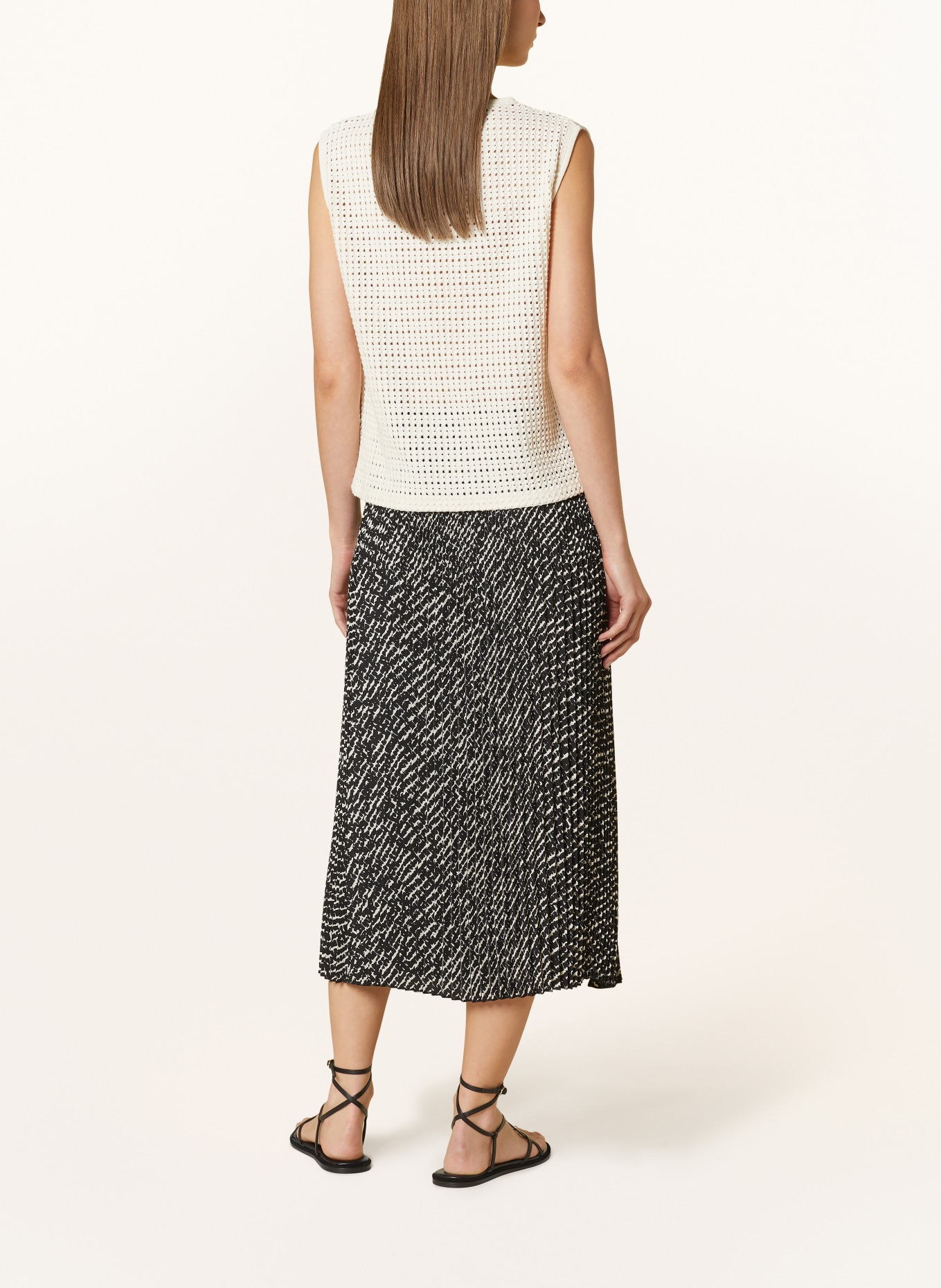 OPUS Pleated skirt RIBANI, Color: BLACK/ WHITE (Image 3)