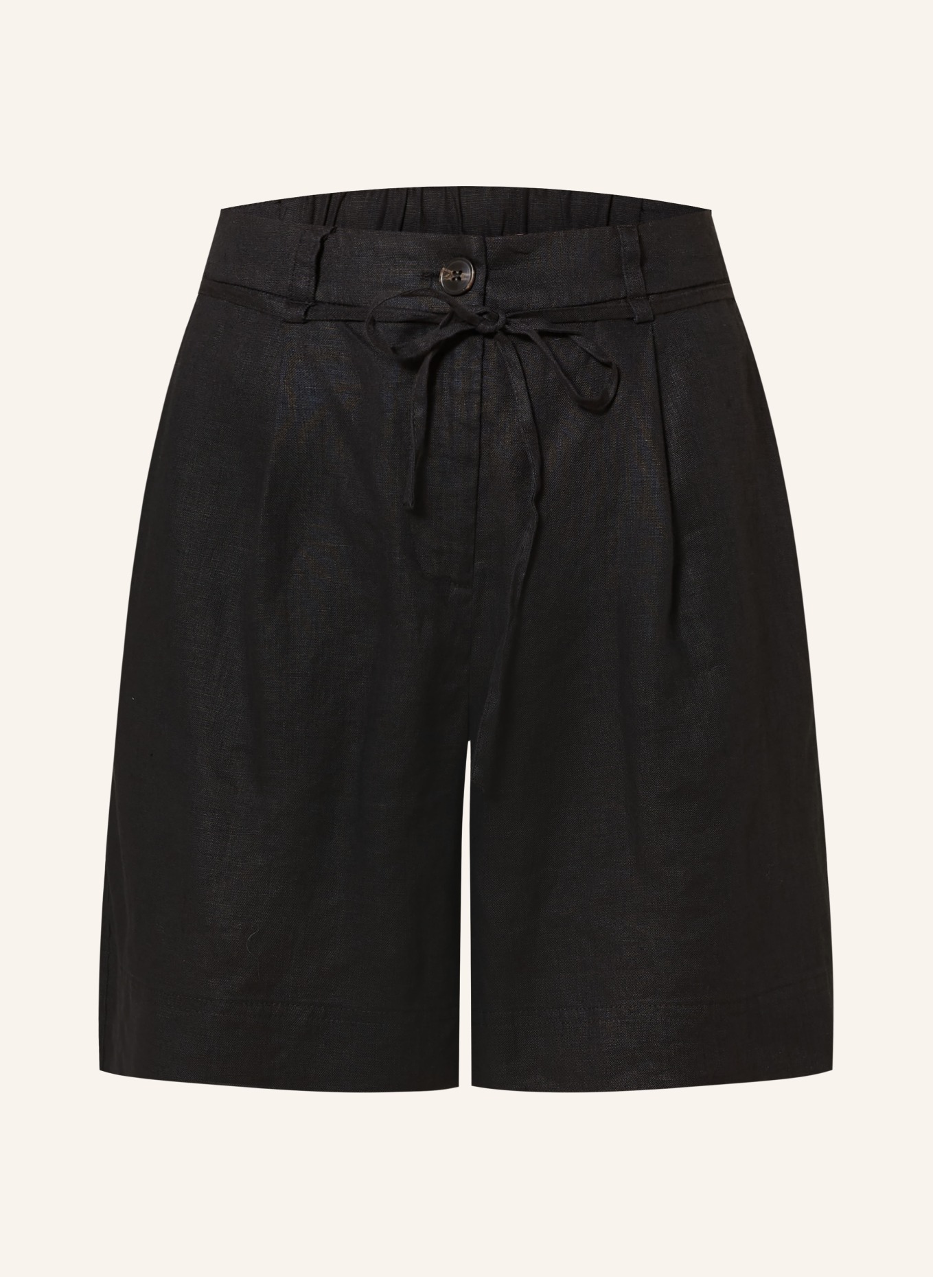 OPUS Linen shorts MARILLA, Color: 900 BLACK (Image 1)