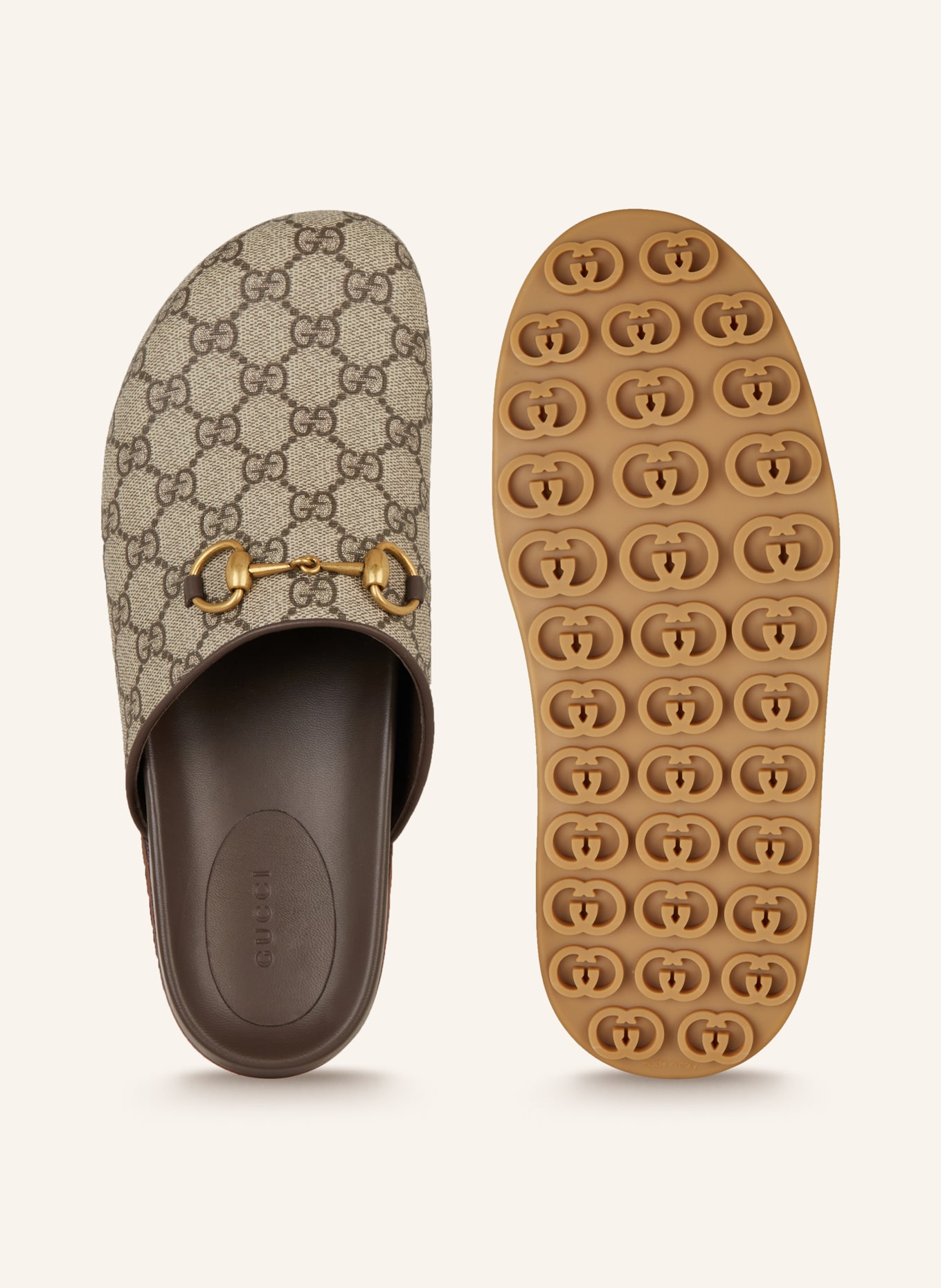 GUCCI Pantoletten: 9769 BEIGE EBONY/N.ACERO