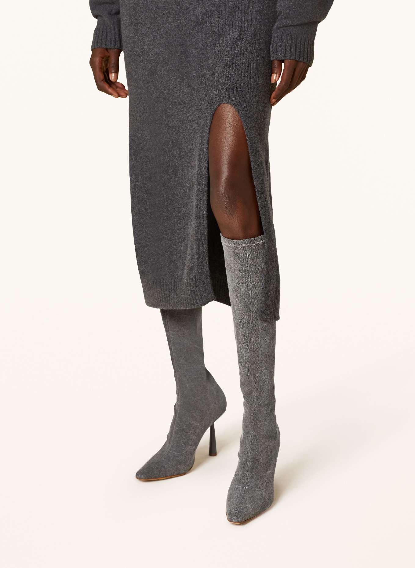 PINKO Strickkleid VELLUTATO aus Merinowolle: DUNKELGRAU