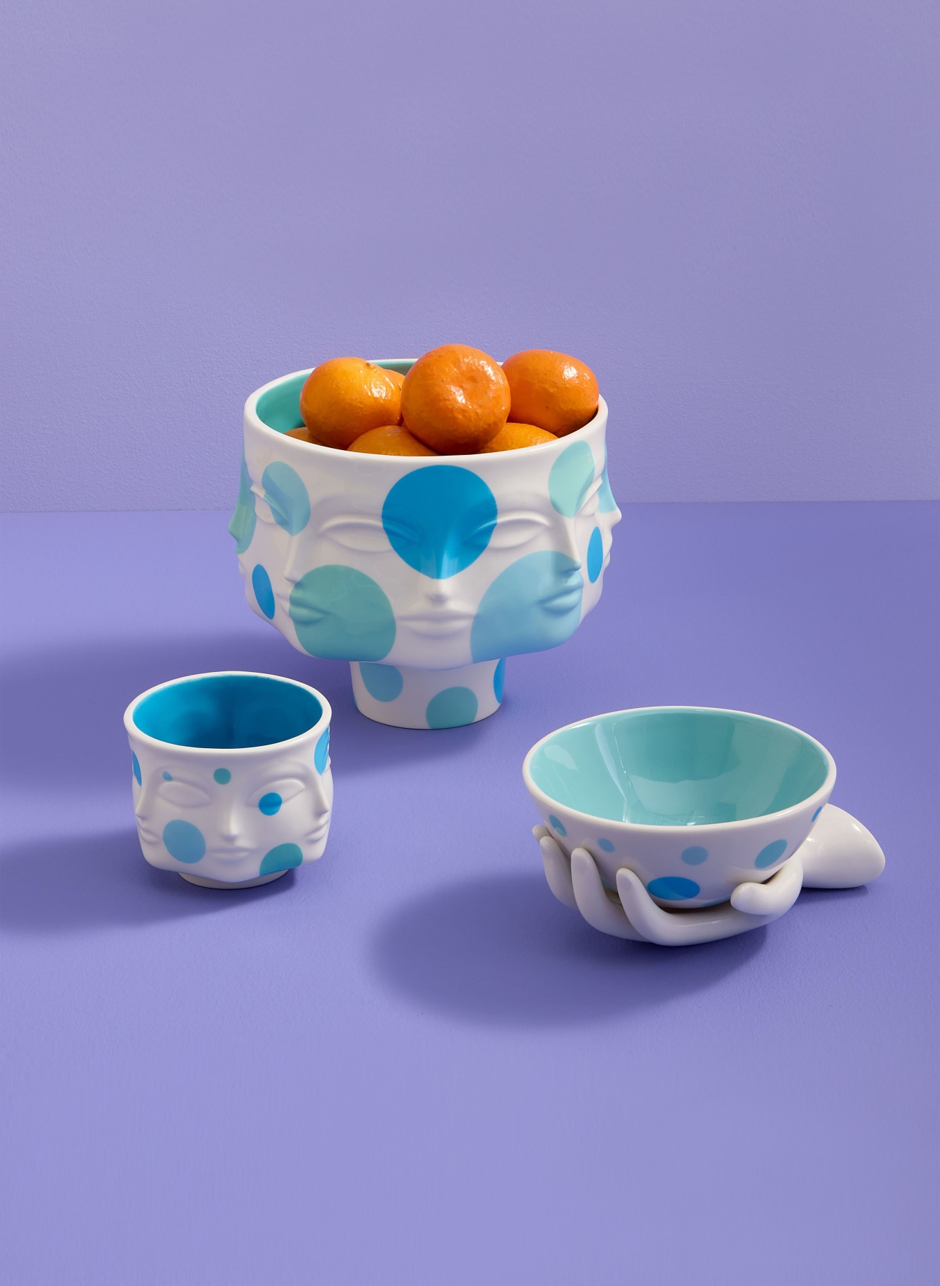 JONATHAN ADLER Schale L'POP DORA MAAR: WEISS / BLAU / TÜRKIS