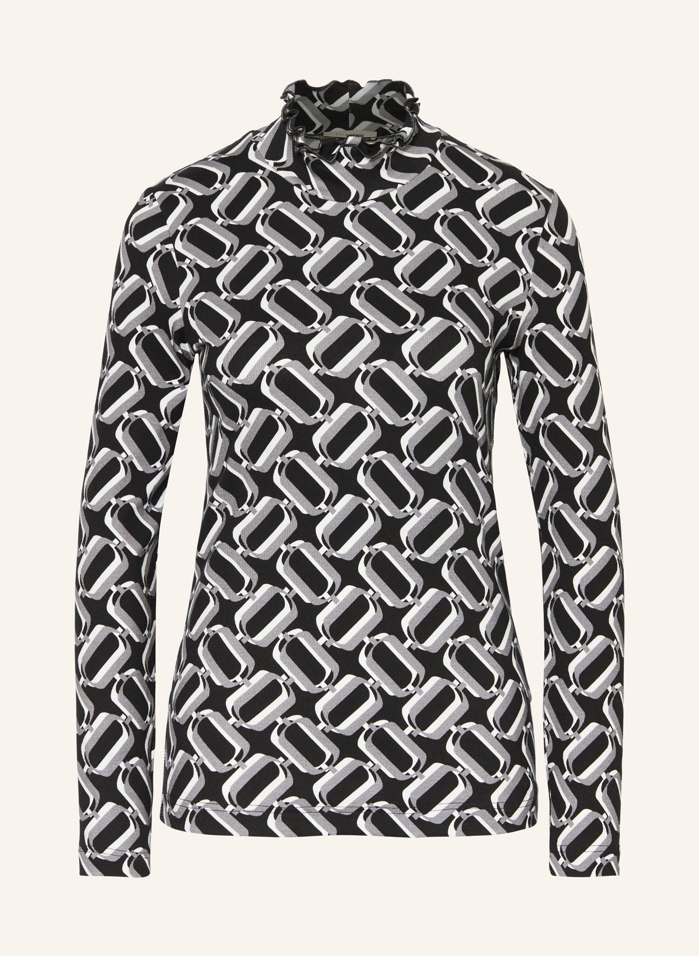 lilienfels Long sleeve shirt with ruffles, Color: BLACK/ GRAY/ WHITE (Image 1)