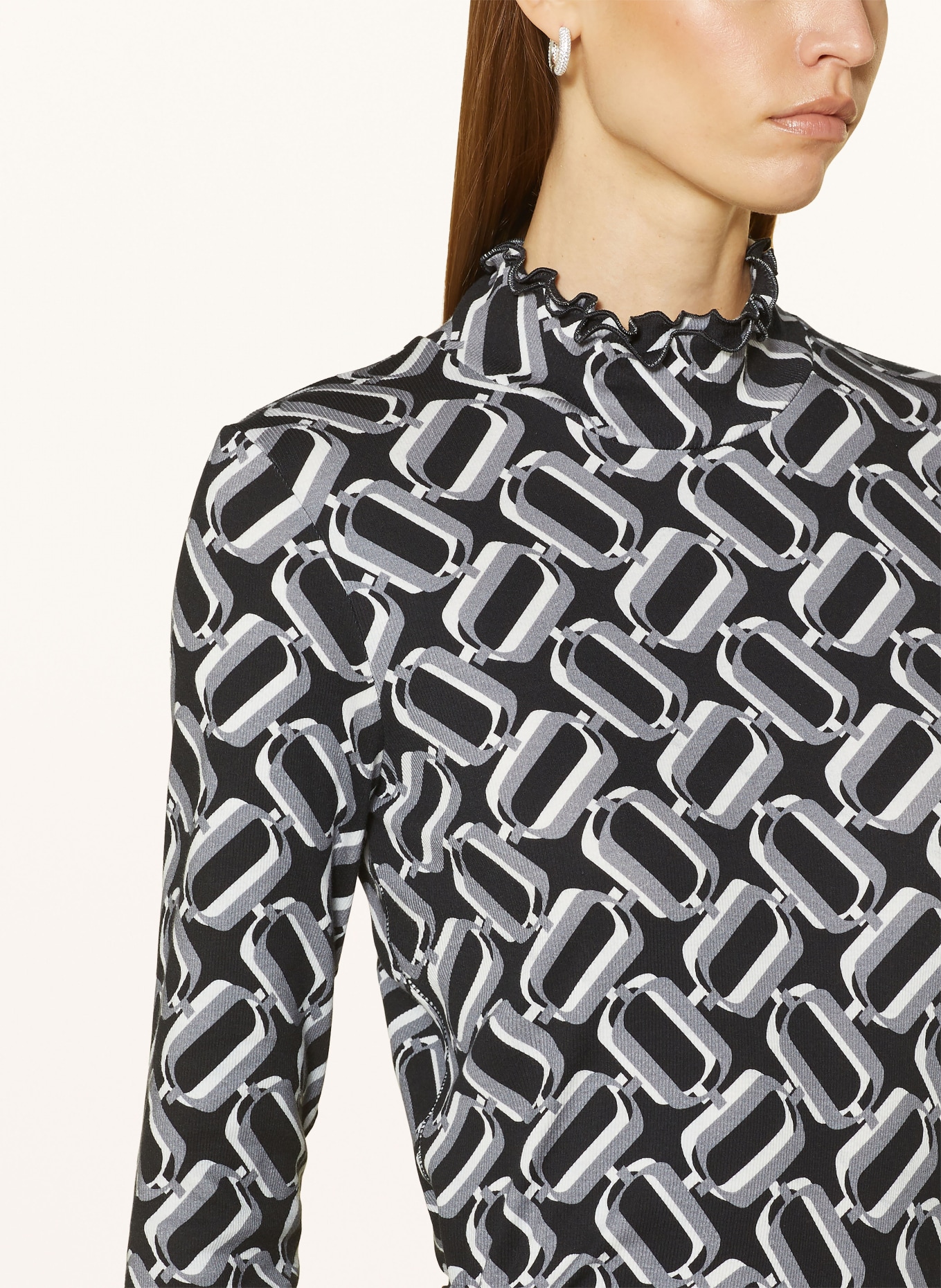 lilienfels Long sleeve shirt with ruffles, Color: BLACK/ GRAY/ WHITE (Image 4)