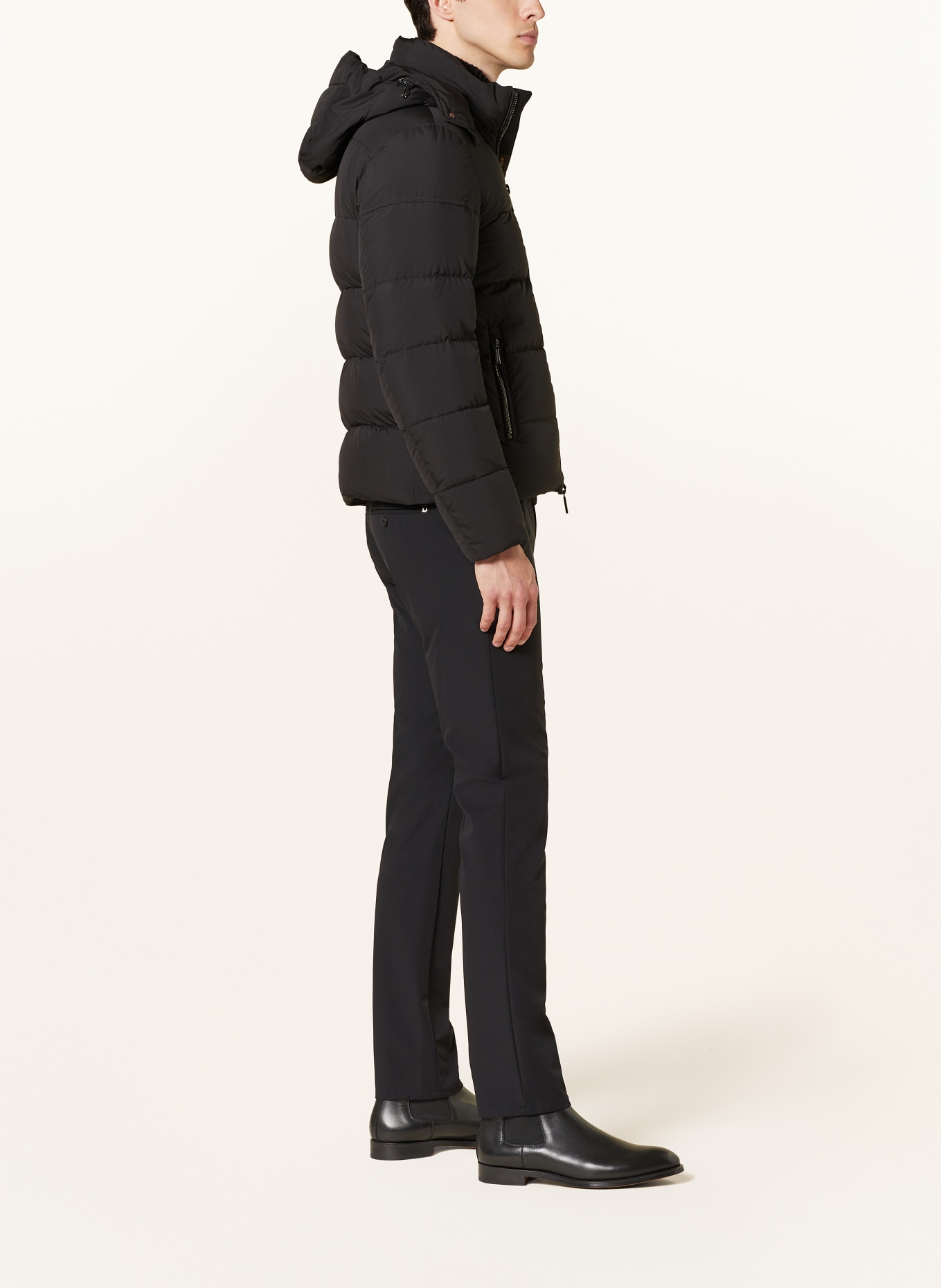 MOORER Down jacket BRETT-SKT with removable hood: BLACK