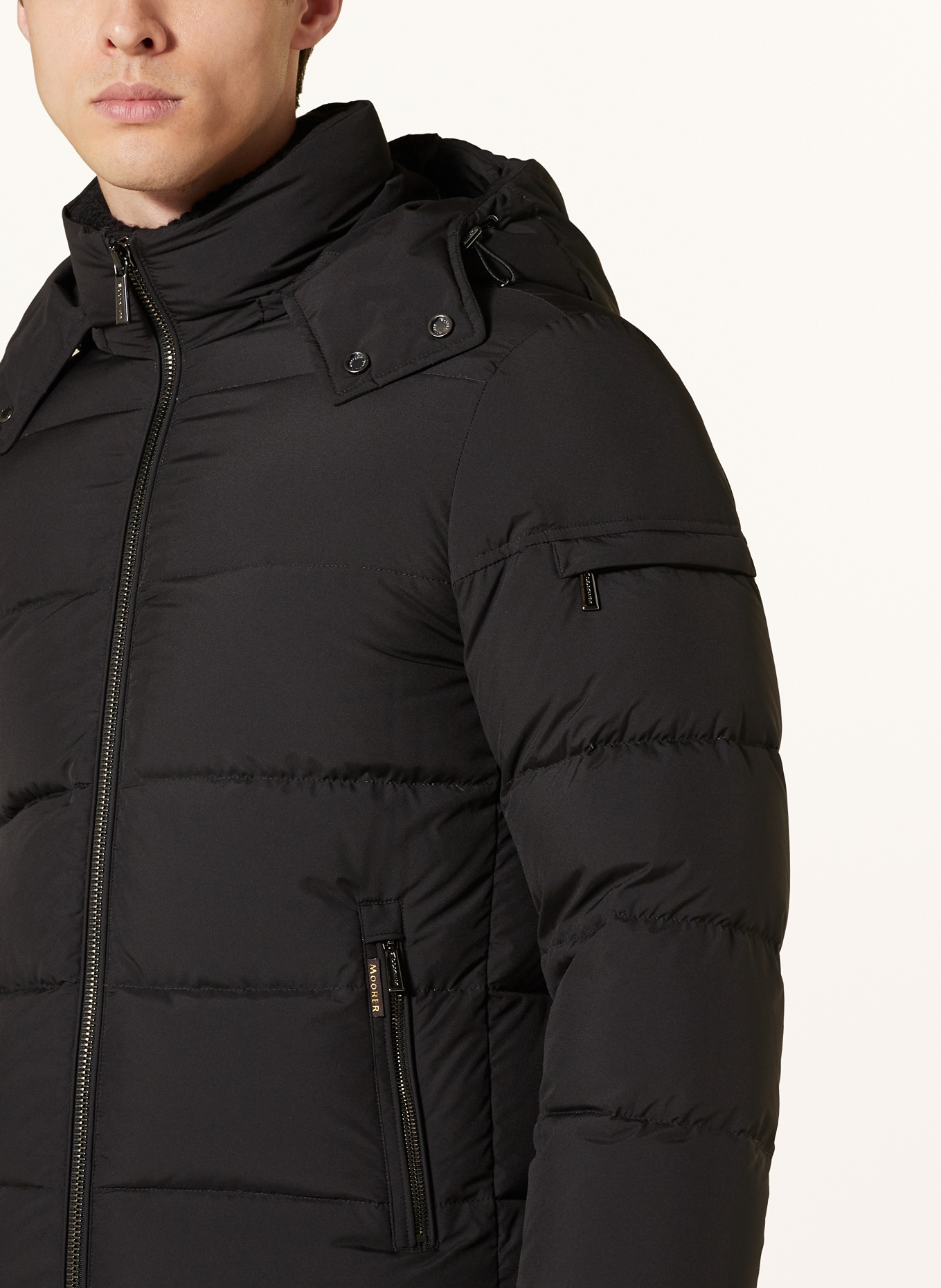 MOORER Down jacket BRETT-SKT with removable hood: BLACK