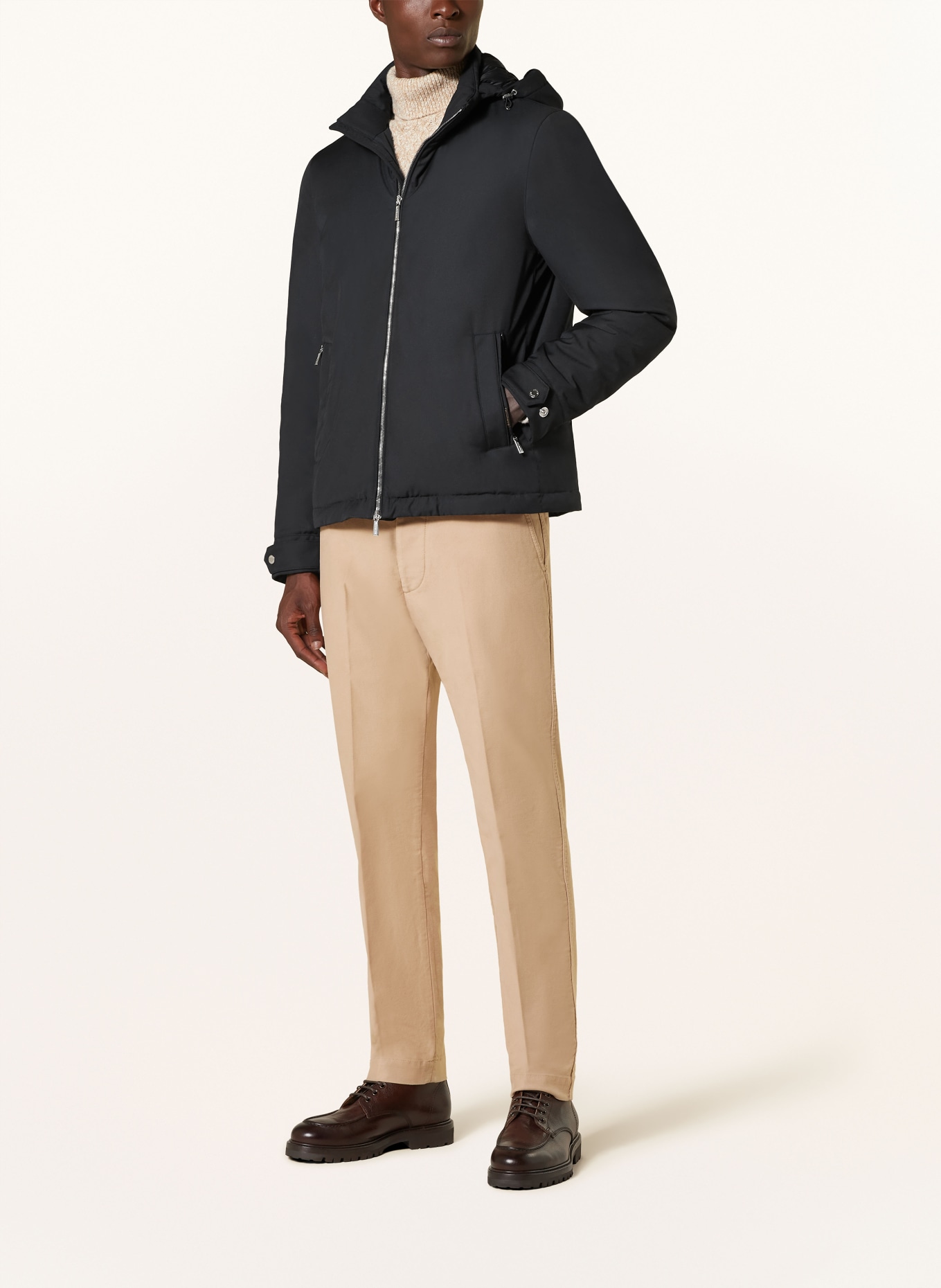 MOORER Down jacket ALBINI with removable hood: DARK BLUE