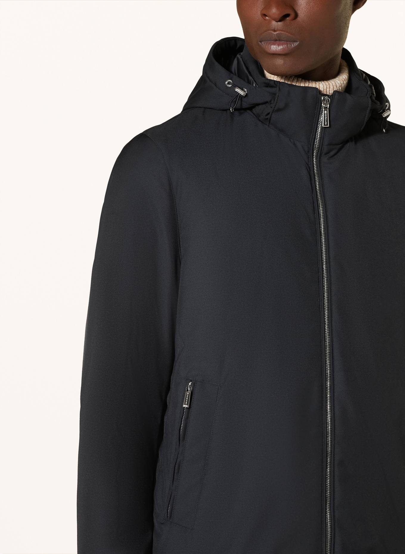 MOORER Down jacket ALBINI with removable hood: DARK BLUE