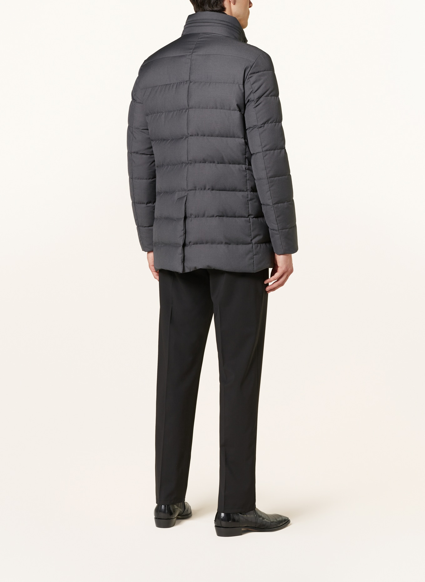 MOORER Down jacket IMEL with removable trim: DARK GRAY