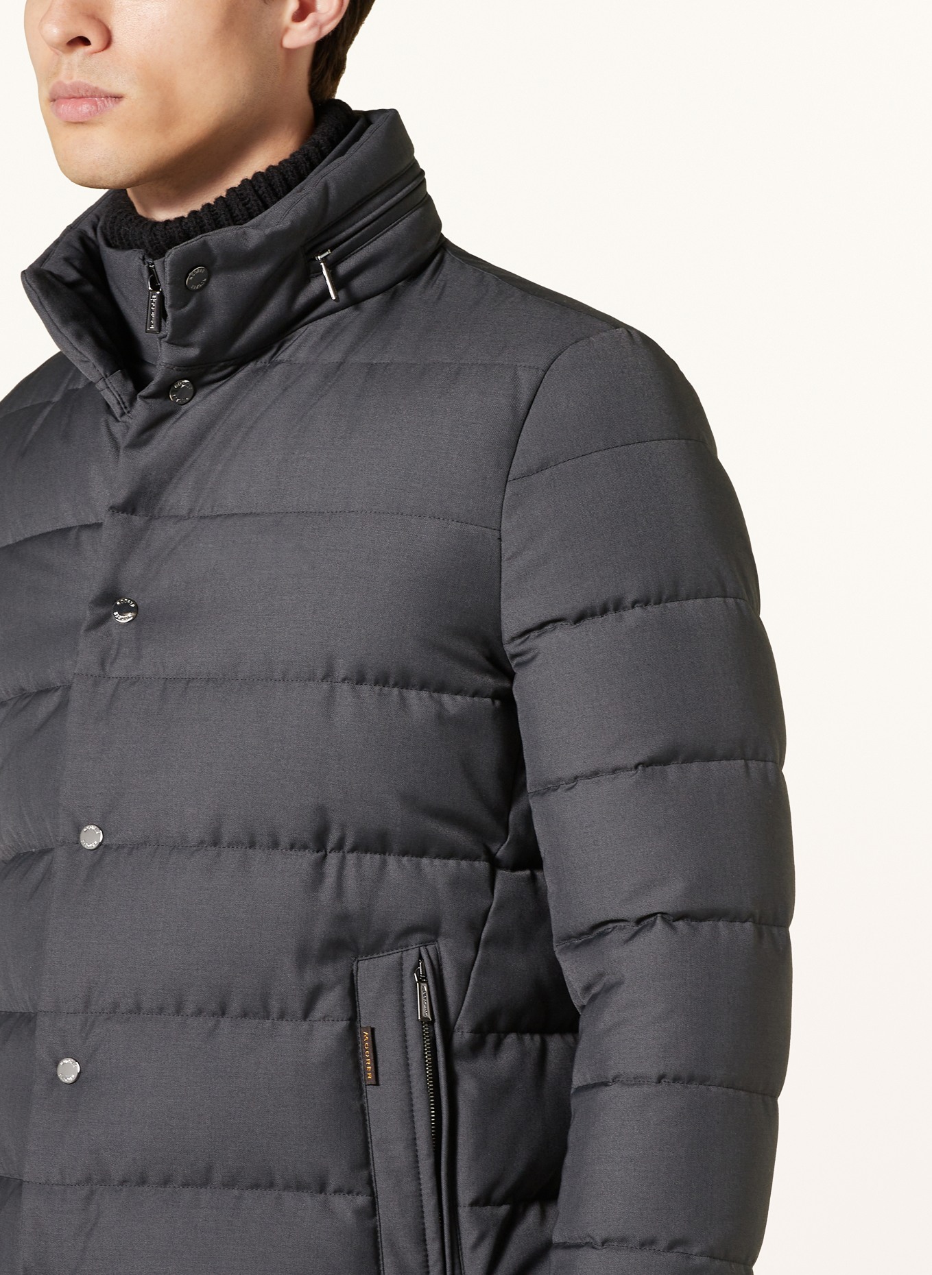 MOORER Down jacket IMEL with removable trim: DARK GRAY