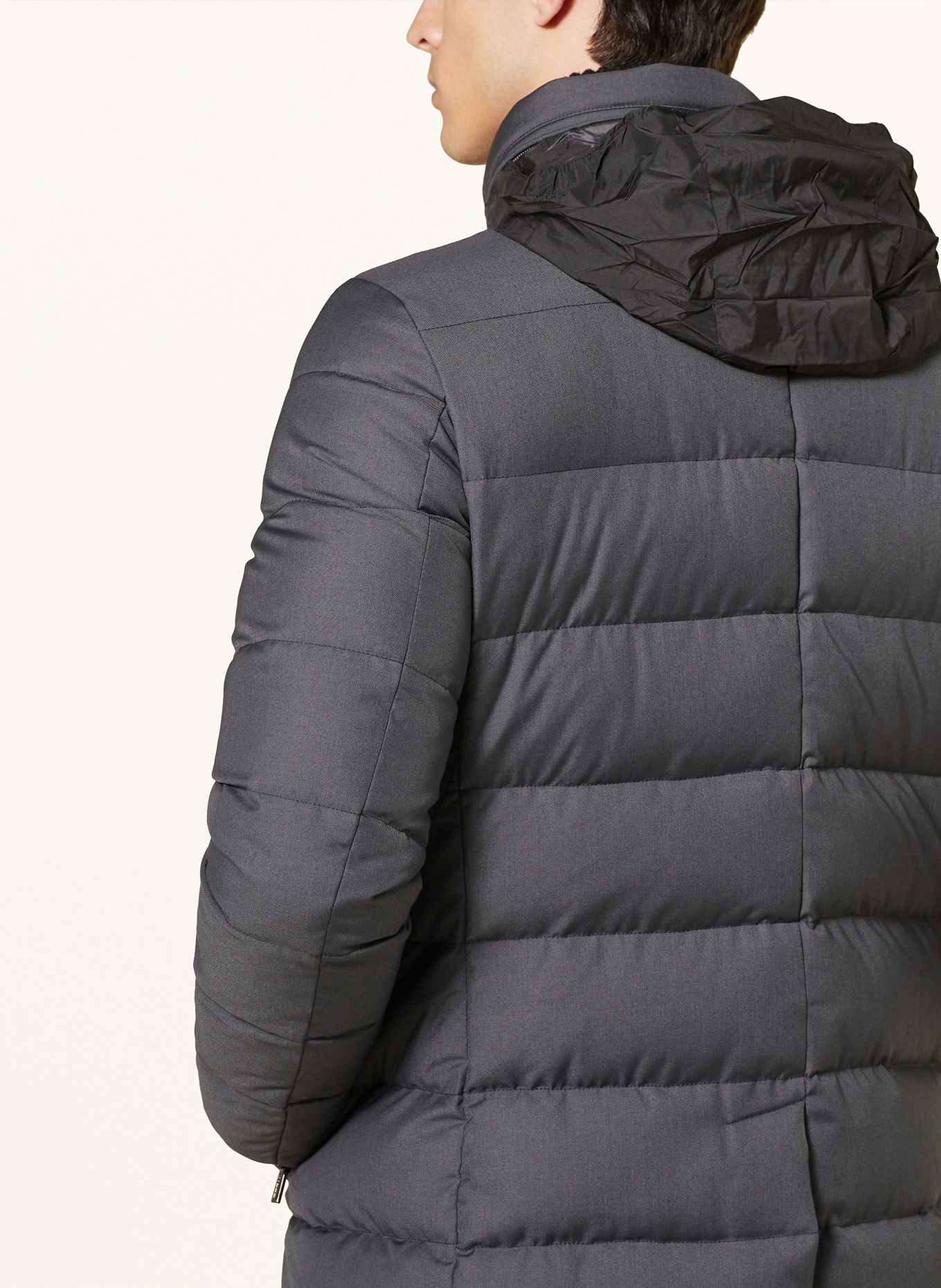 MOORER Down jacket IMEL with removable trim: DARK GRAY