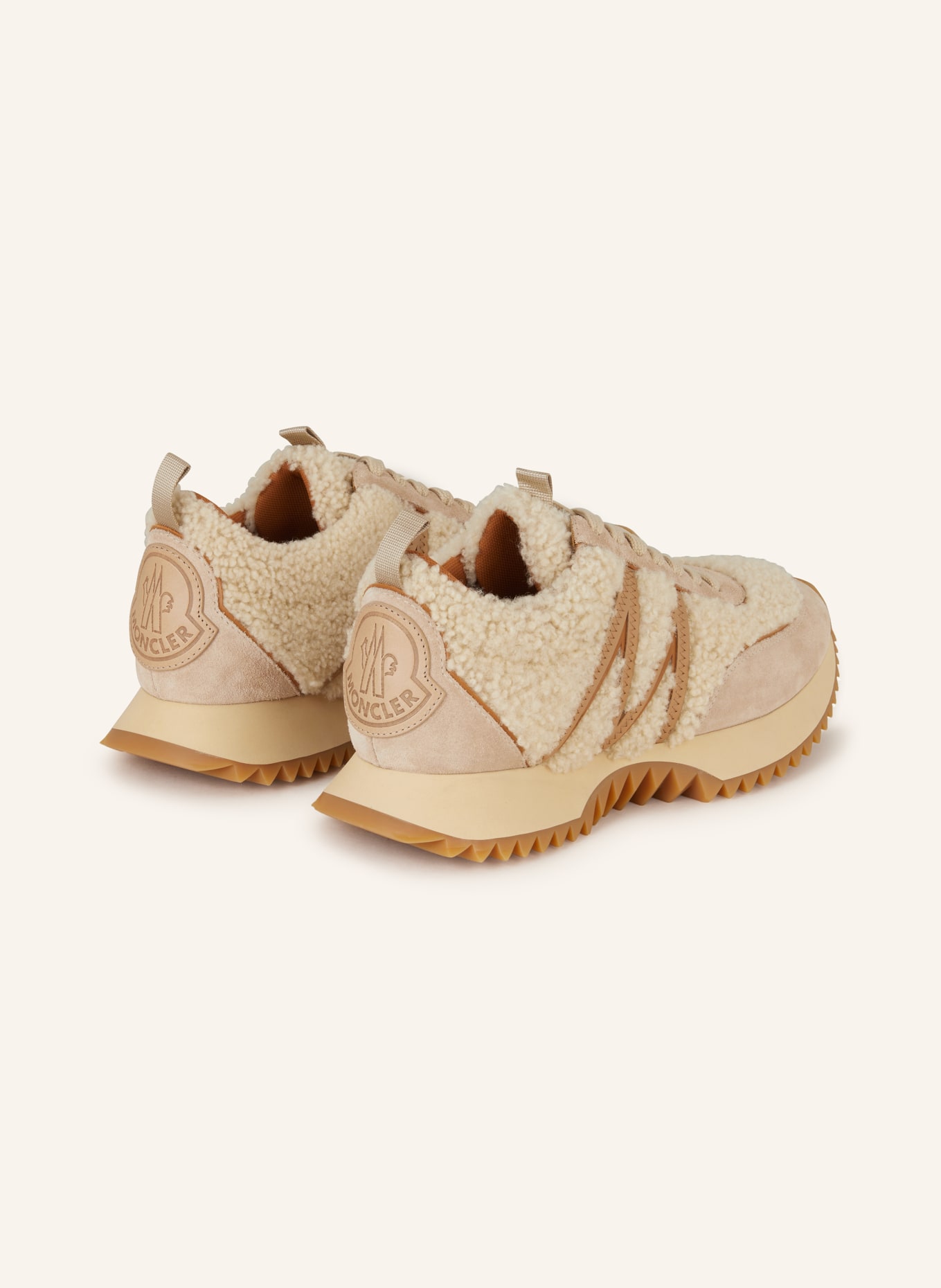 MONCLER Sneakersy PACEY ze sztucznym futrem: JASNOBRĄZOWY / BEŻOWY