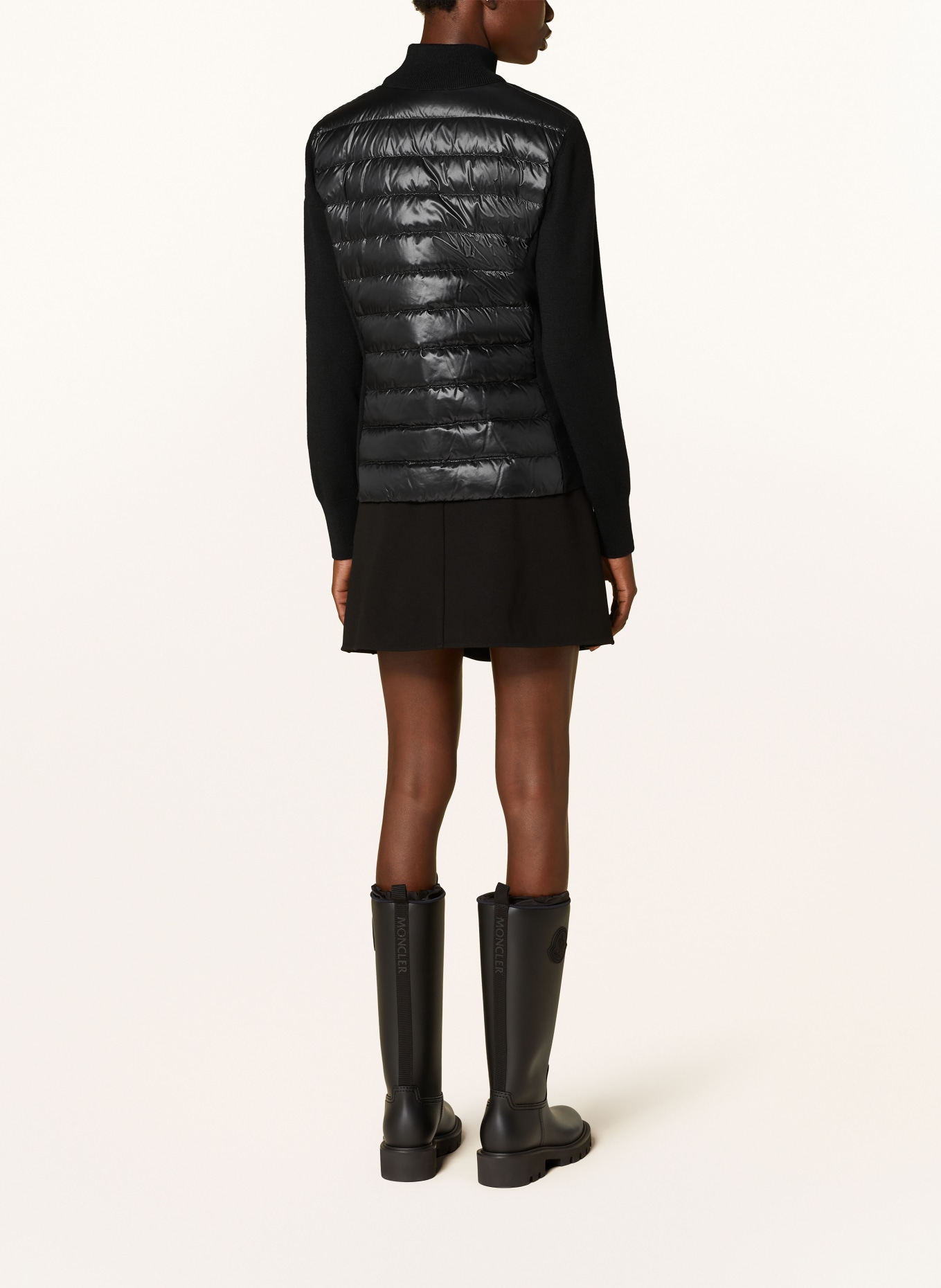 MONCLER Down jacket in mixed materials: BLACK