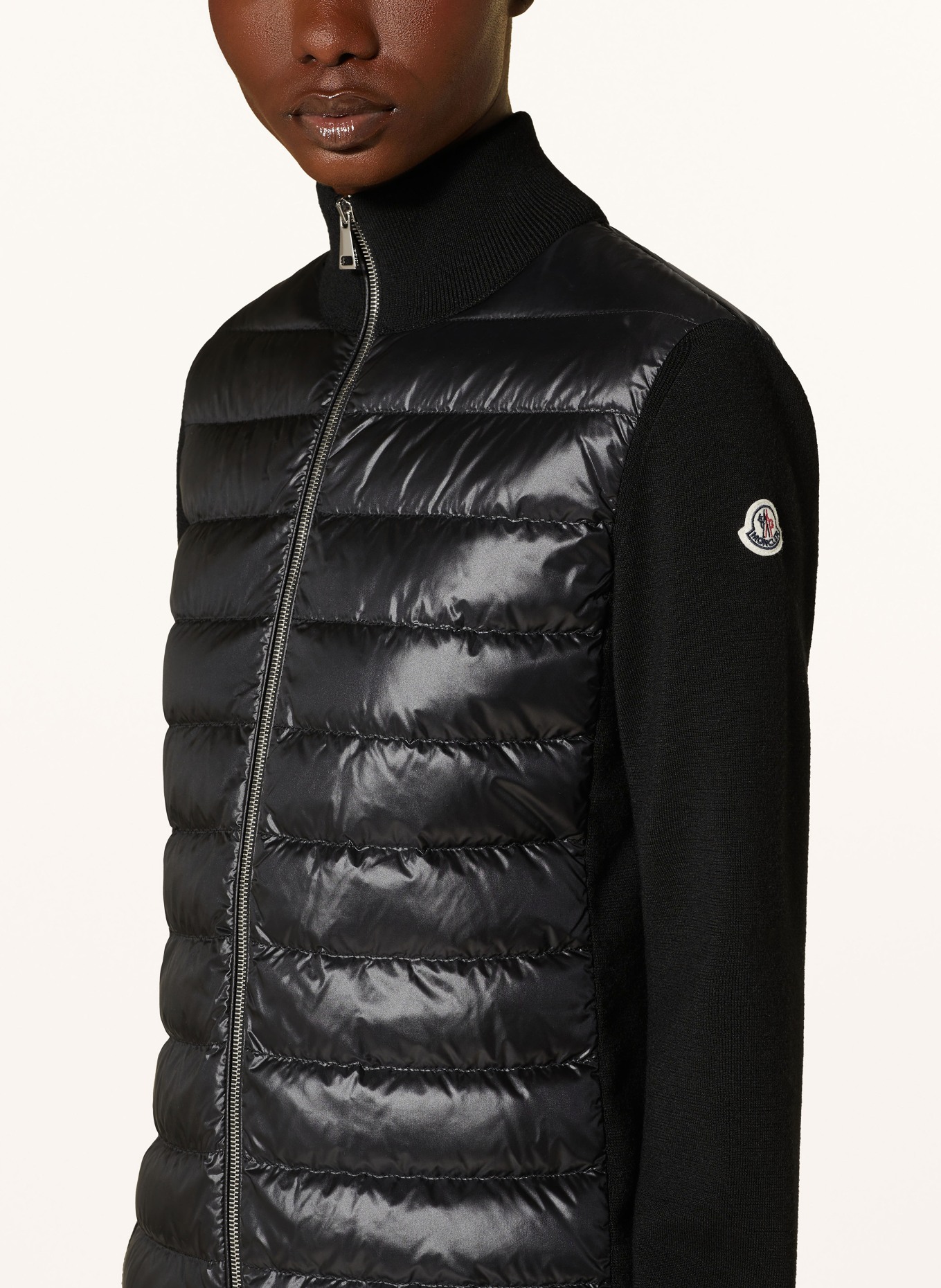 MONCLER Down jacket in mixed materials: BLACK