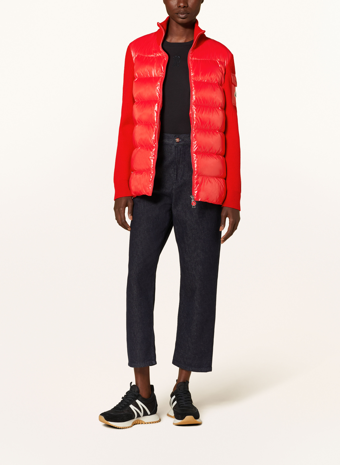 MONCLER Daunenjacke im Materialmix: ROT