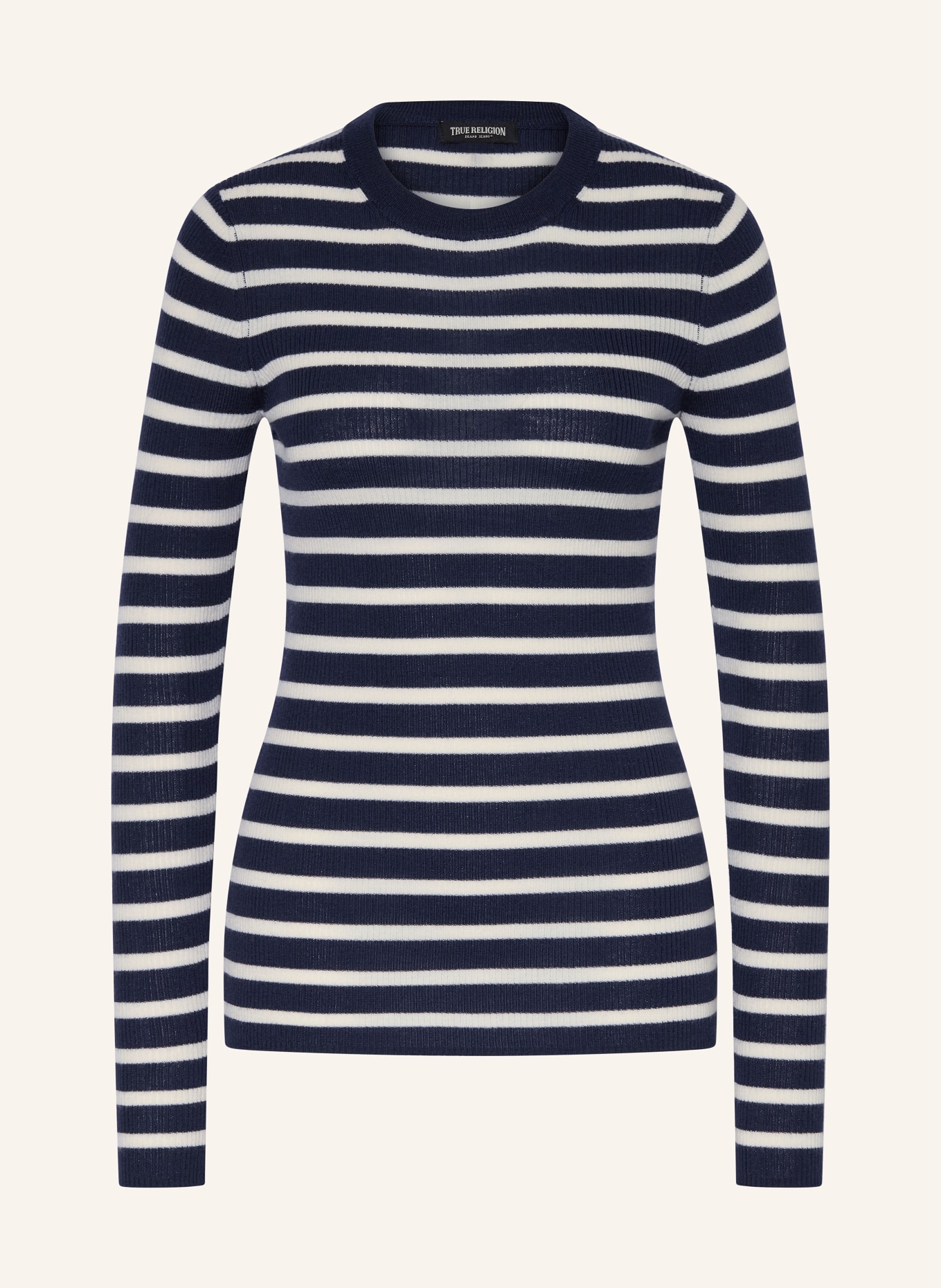 TRUE RELIGION Sweater: DARK BLUE / CREAM