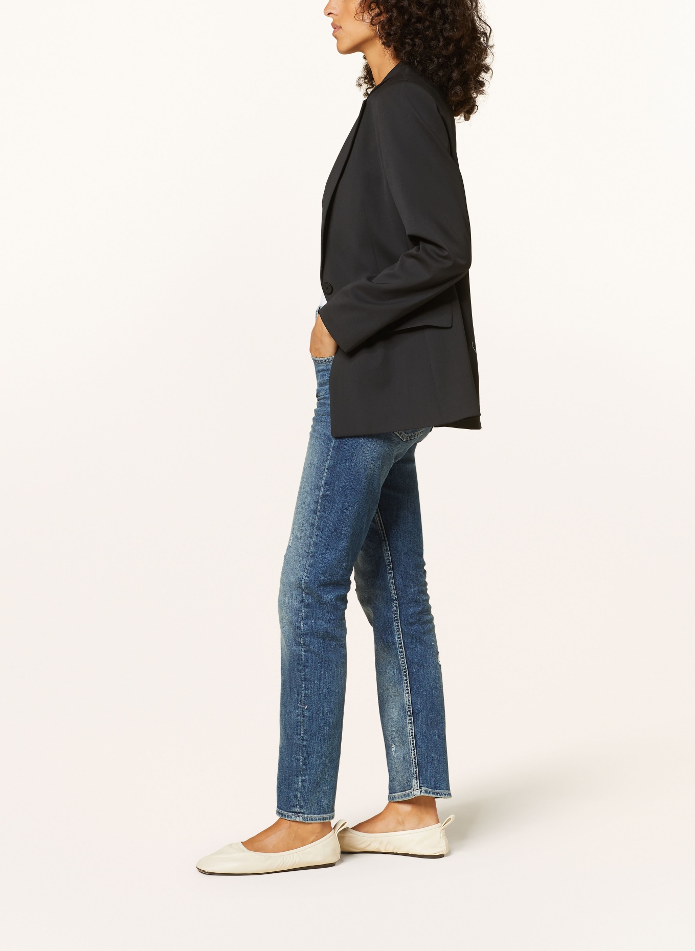 AG preto jeans preto jeansy destroyed GIRLFRIEND: BAYVE DARK BLUE