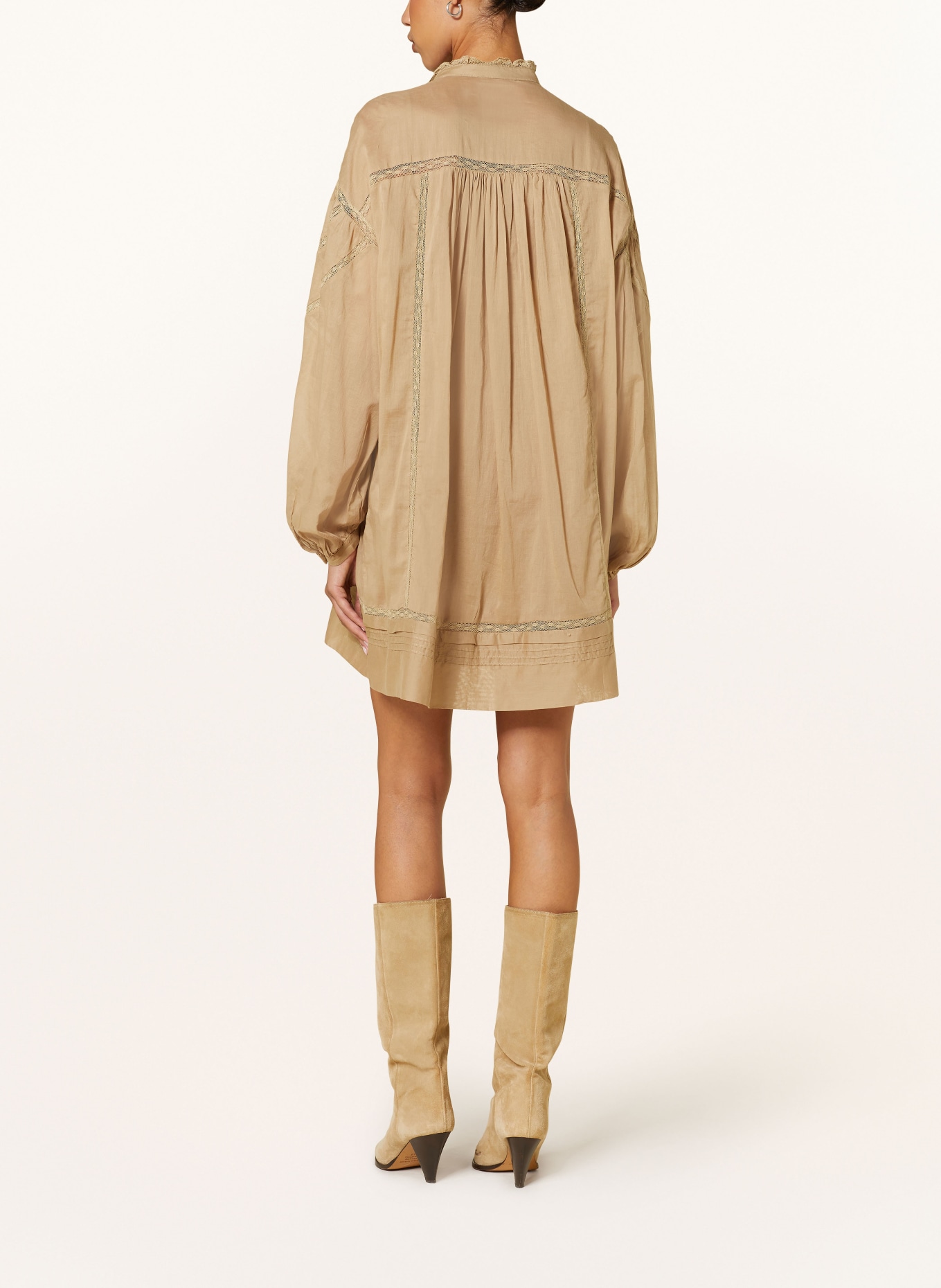 MARANT ÉTOILE Sukienka koszulowa GALIA z dziurkowaną koronką: BEŻOWY