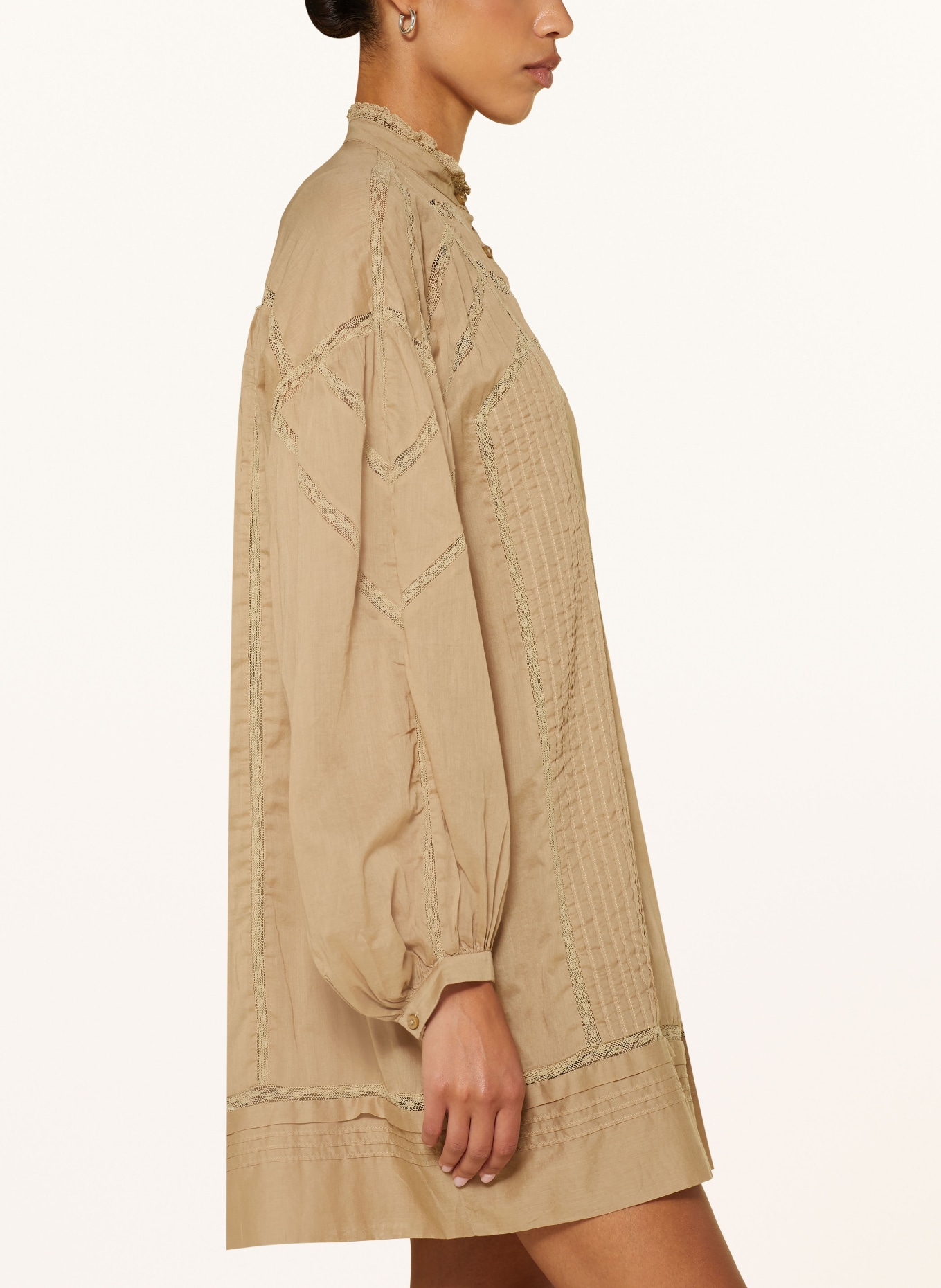 MARANT ÉTOILE Sukienka koszulowa GALIA z dziurkowaną koronką: BEŻOWY