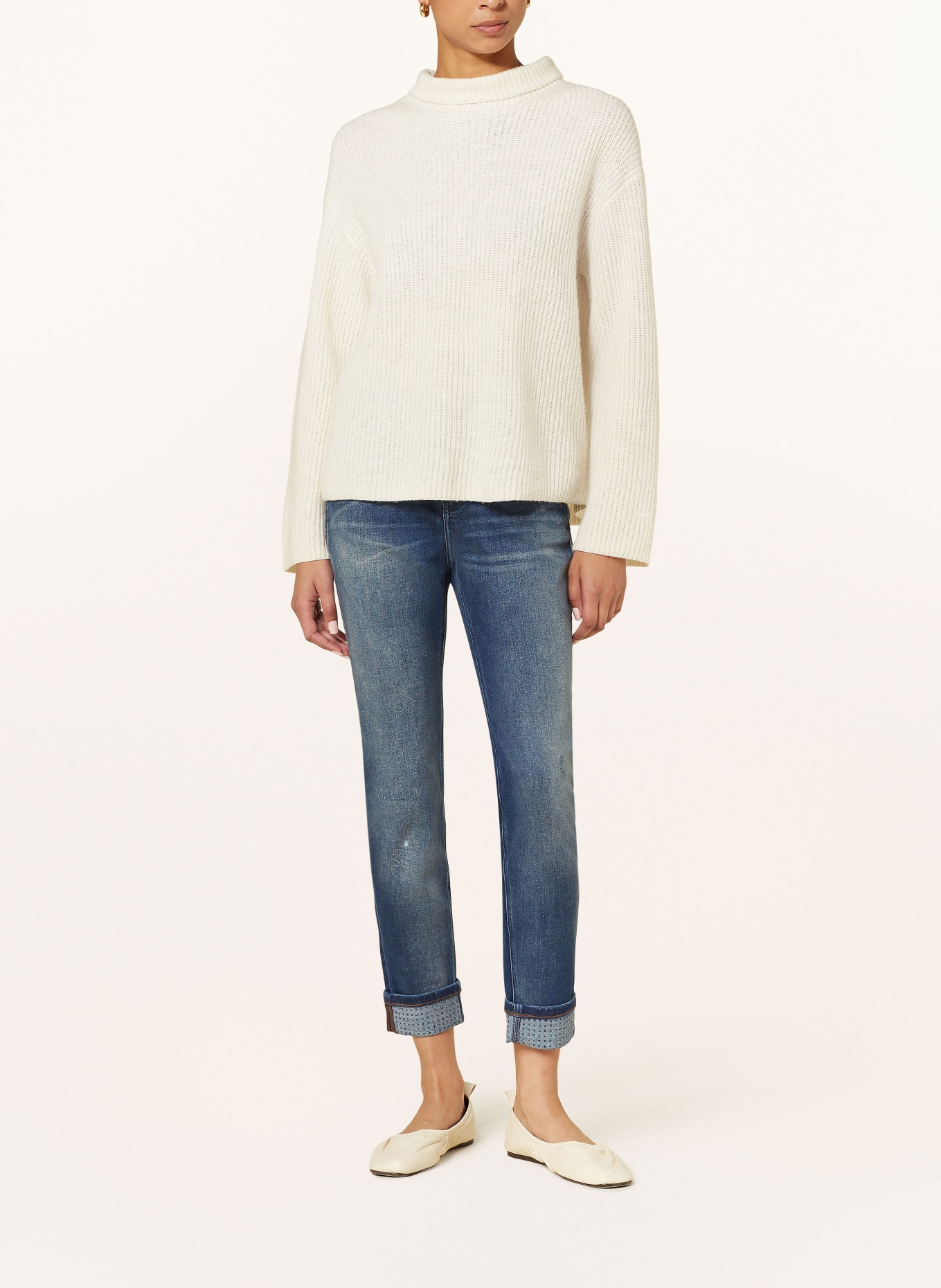 MAC Jeans RICH SLIM TURN UP GLAM mit Schmucksteinen: D603 fancy moon wash