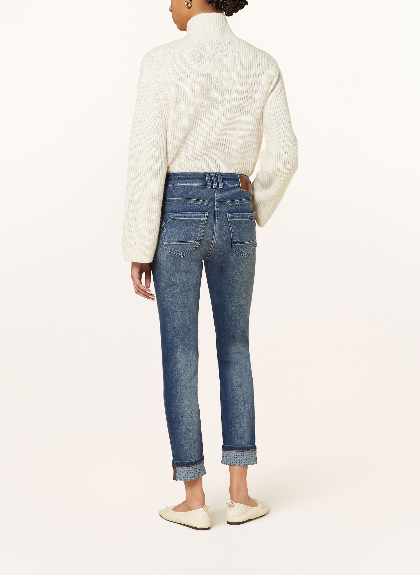 MAC Jeans RICH SLIM TURN UP GLAM mit Schmucksteinen: D603 fancy moon wash