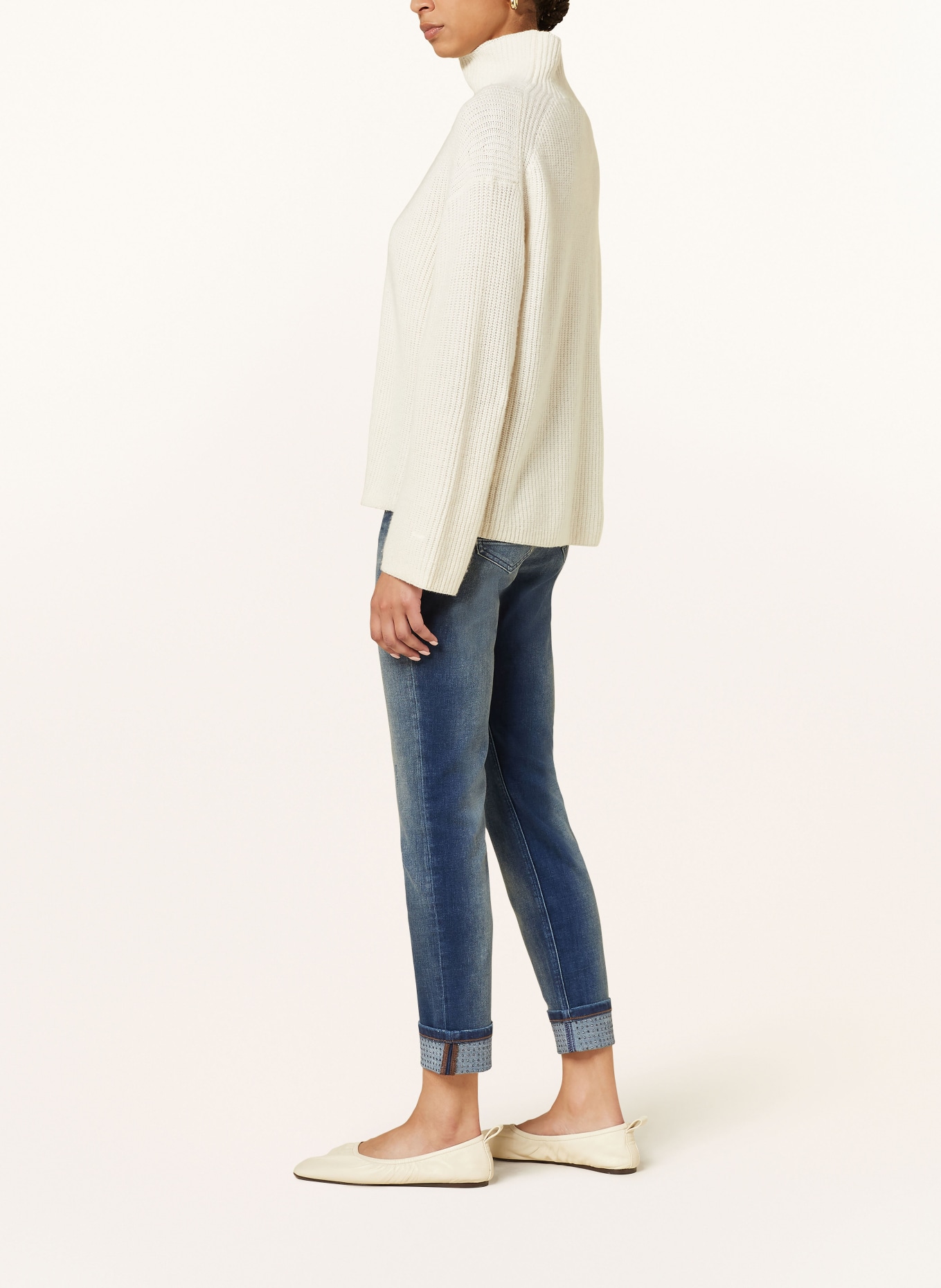 MAC Jeans RICH SLIM TURN UP GLAM mit Schmucksteinen: D603 fancy moon wash