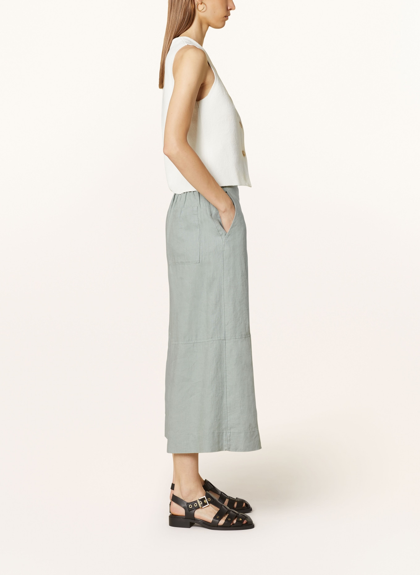 COS Linen culottes, Color: LIGHT GREEN (Image 4)