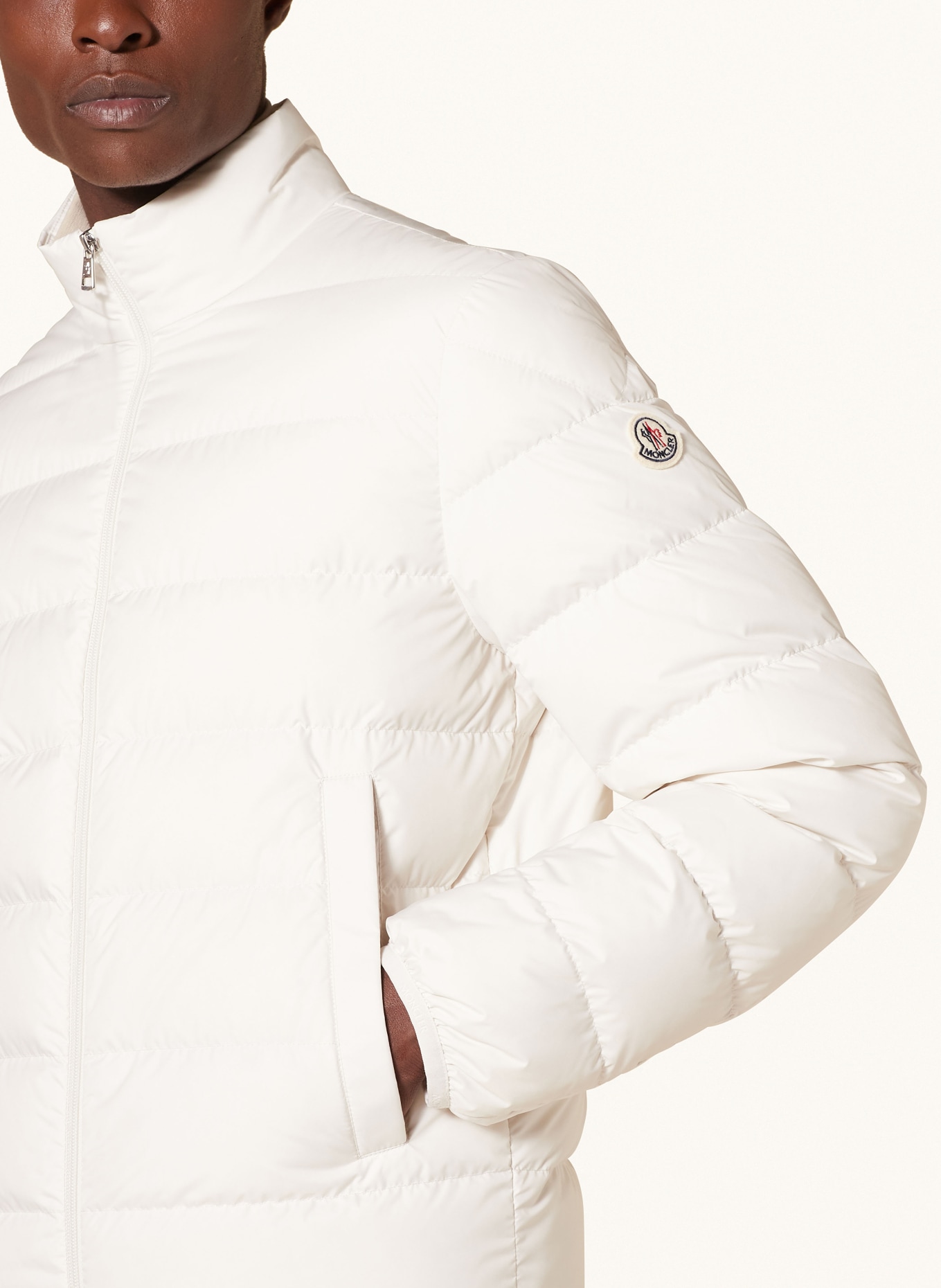 Moncler white down jacket cheap