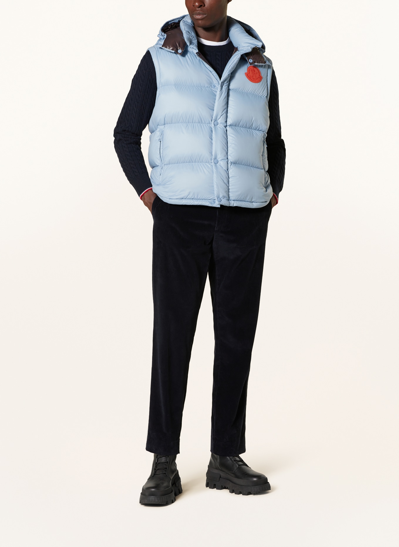 MONCLER Daunenjacke CYCLONE mit abnehmbarer Kapuze: HELLBLAU