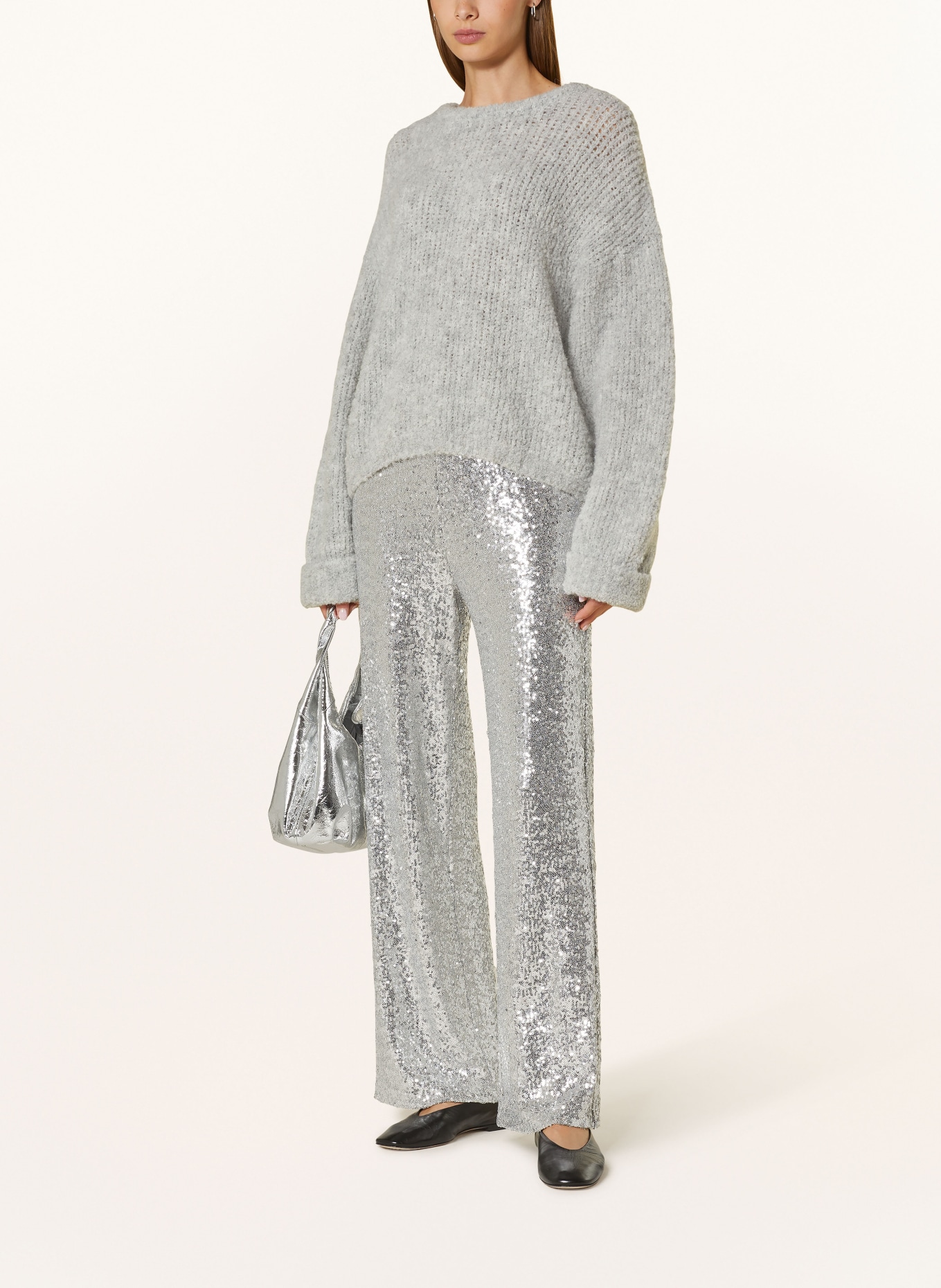 Part Two Wide leg trousers with sequins: SILVER