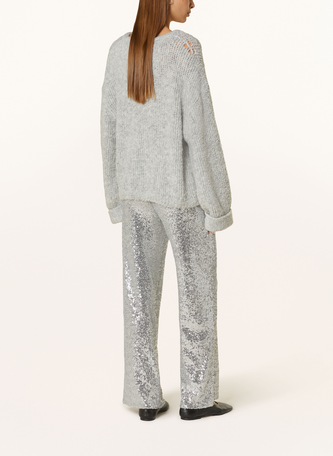 Part Two Wide leg trousers with sequins: SILVER