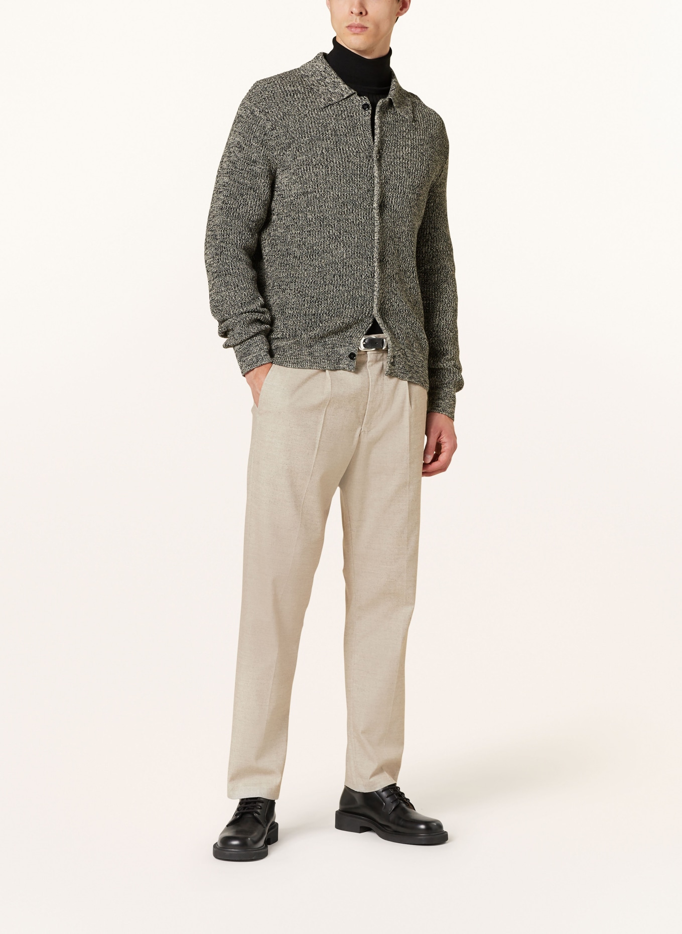 NN.07 Pletený kardigan JACOBO: ČERNÁ / KRÉMOVÁ