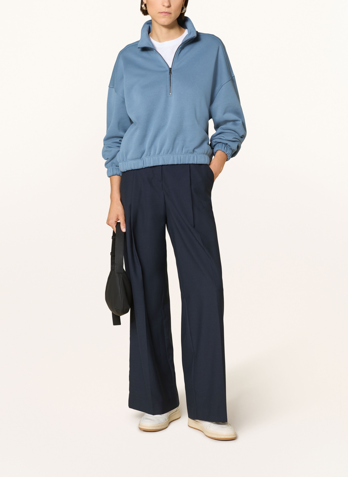 MSCH COPENHAGEN Sweatshirt fabric half-zip sweater MSCHETHELLA: BLUE GRAY
