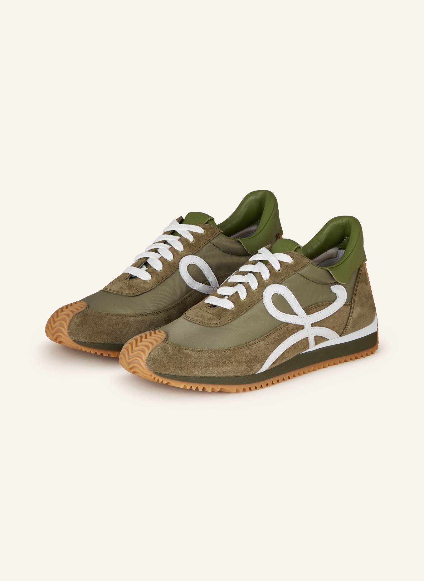 LOEWE Sneakers FLOW RUNNER in olive/ white