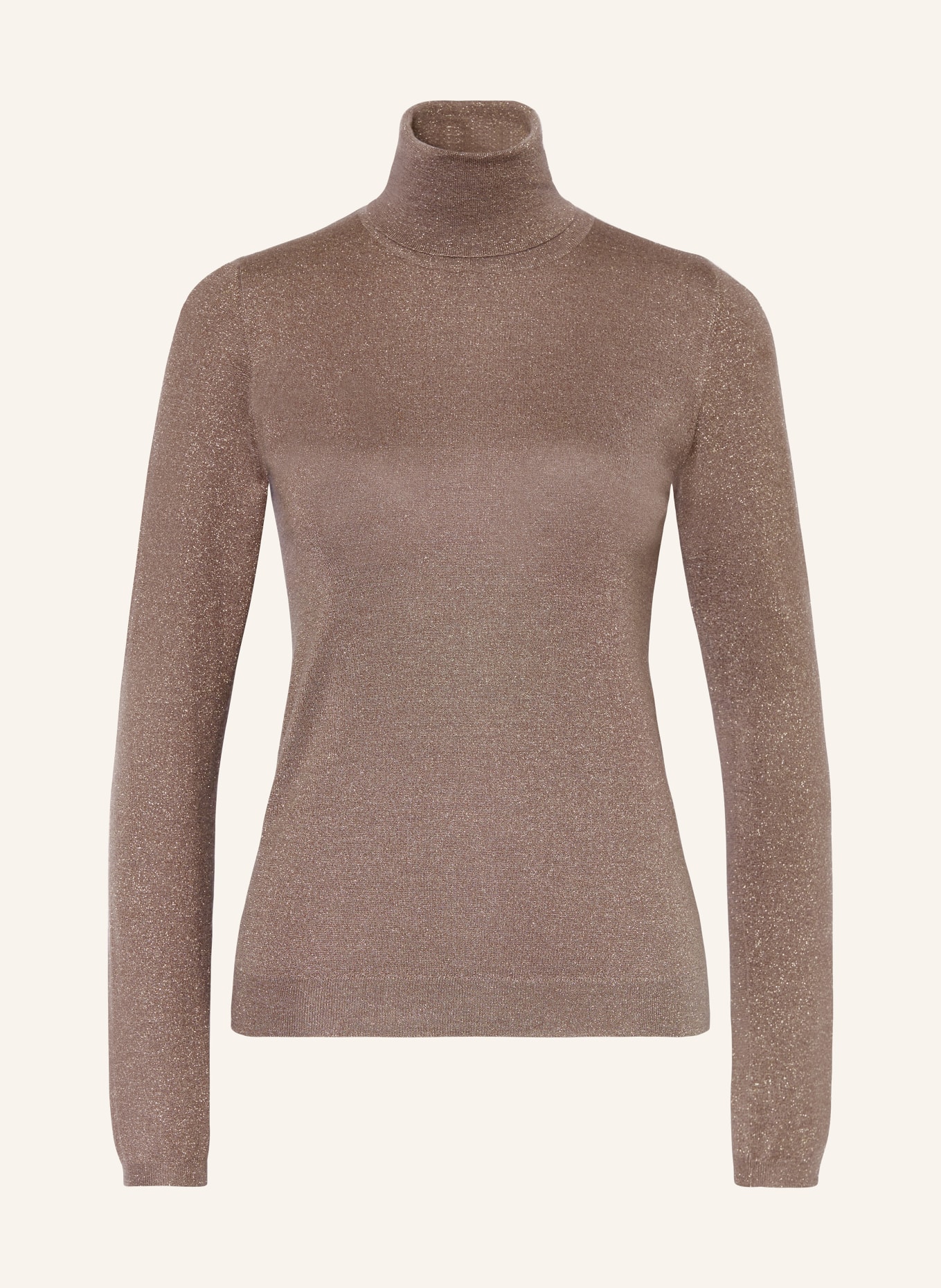 BRUNELLO CUCINELLI Rollkragenpullover mit Cashmere und Glitzergarn, Farbe: TAUPE (Bild 1)