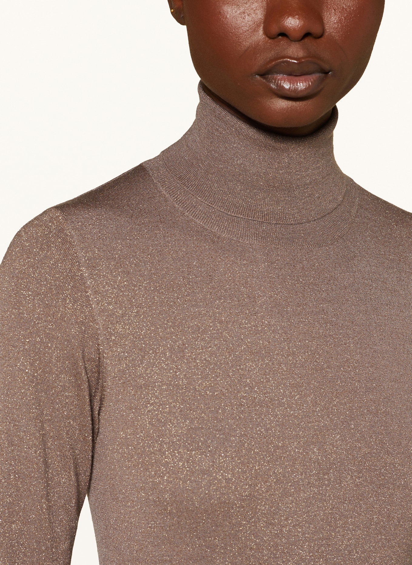 BRUNELLO CUCINELLI Rollkragenpullover mit Cashmere und Glitzergarn, Farbe: TAUPE (Bild 4)