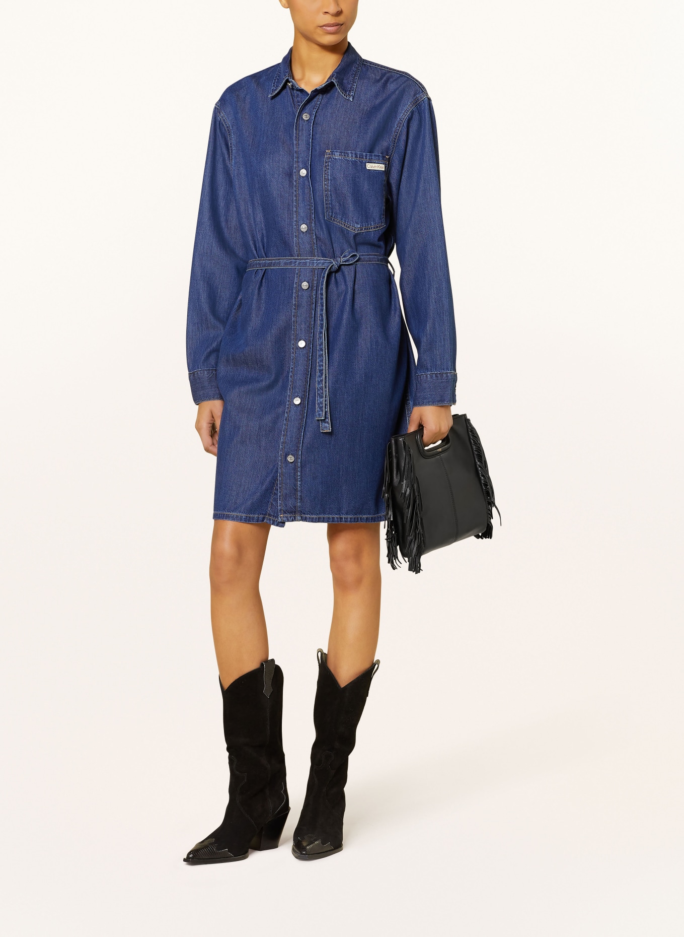 Calvin Klein Jeans Hemdblusenkleid in Jeansoptik: BLAU