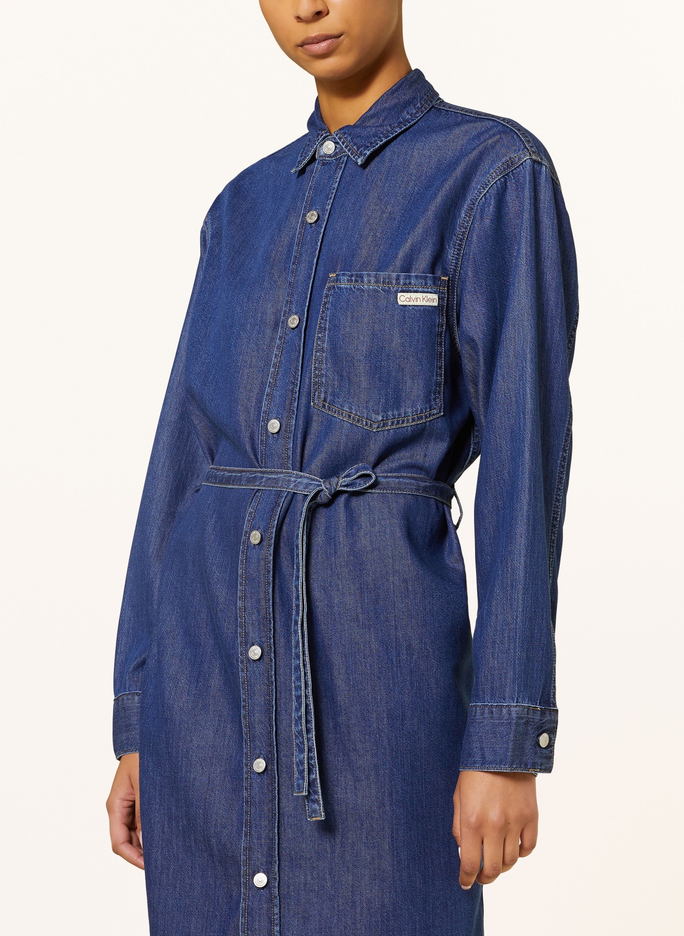 Calvin Klein Jeans Hemdblusenkleid in Jeansoptik: BLAU