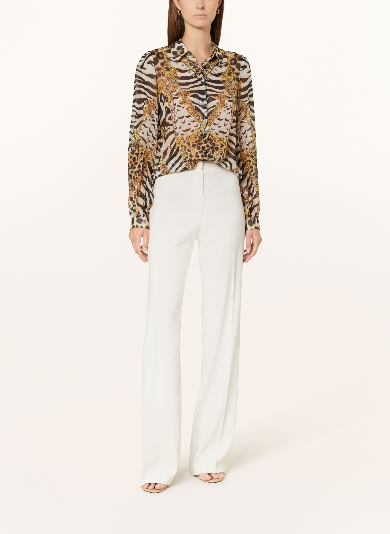 Princess GOES HOLLYWOOD Hemdbluse aus Seide: BEIGE / DUNKELGELB / SCHWARZ