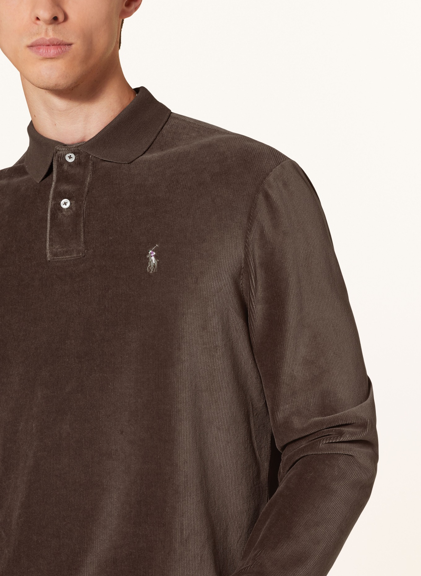 POLO RALPH LAUREN Corduroy polo shirt classic fit: BROWN