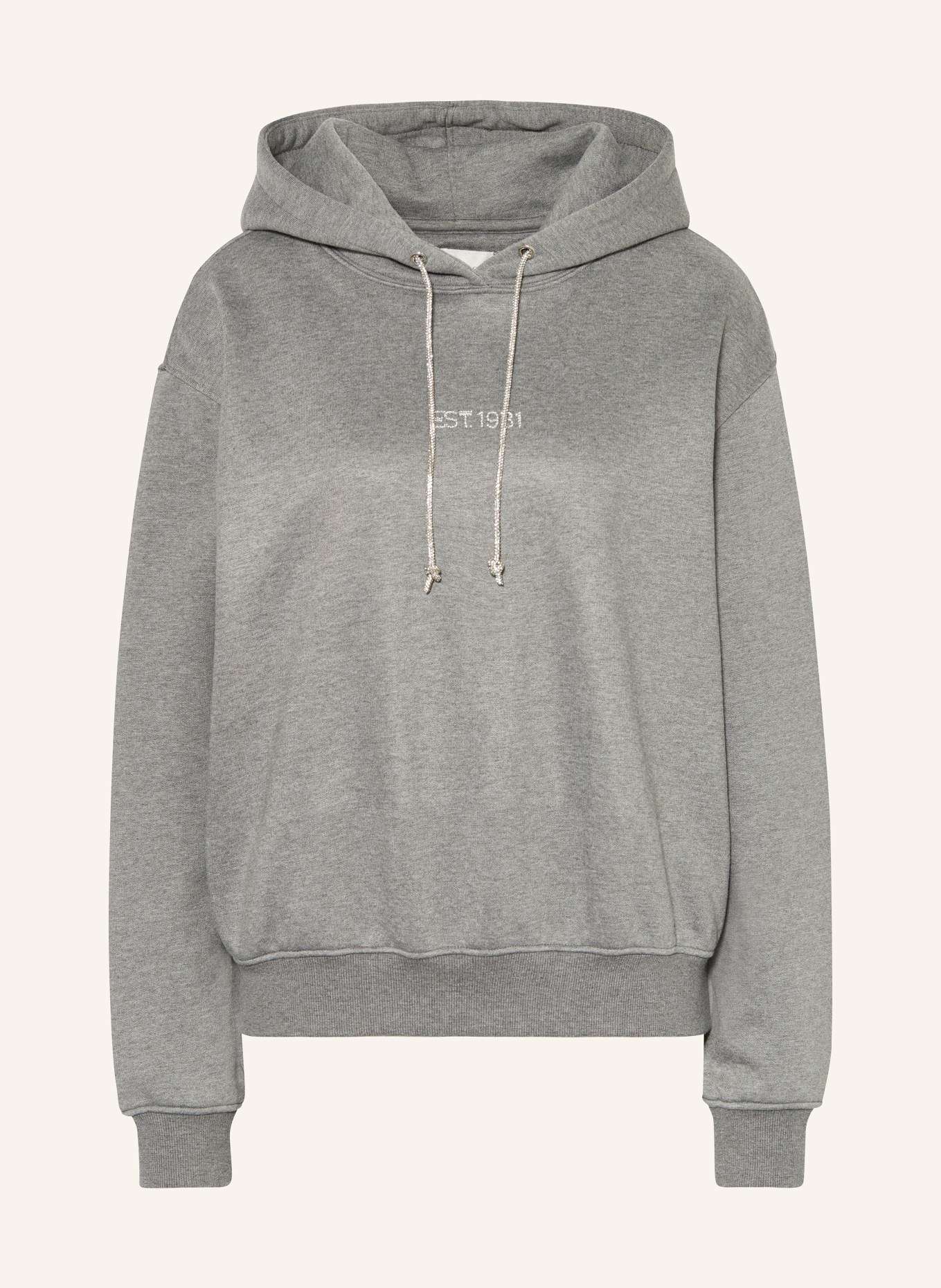 GUESS Hoodie mit Schmucksteinen: GRAU