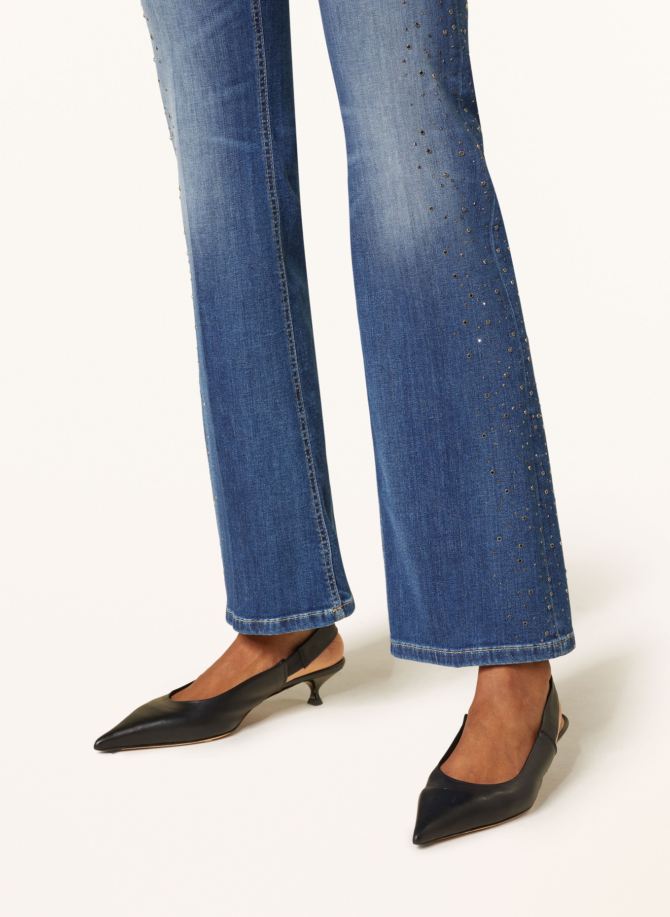 CAMBIO Flared jeans PARIS with decorative gems: BLUE