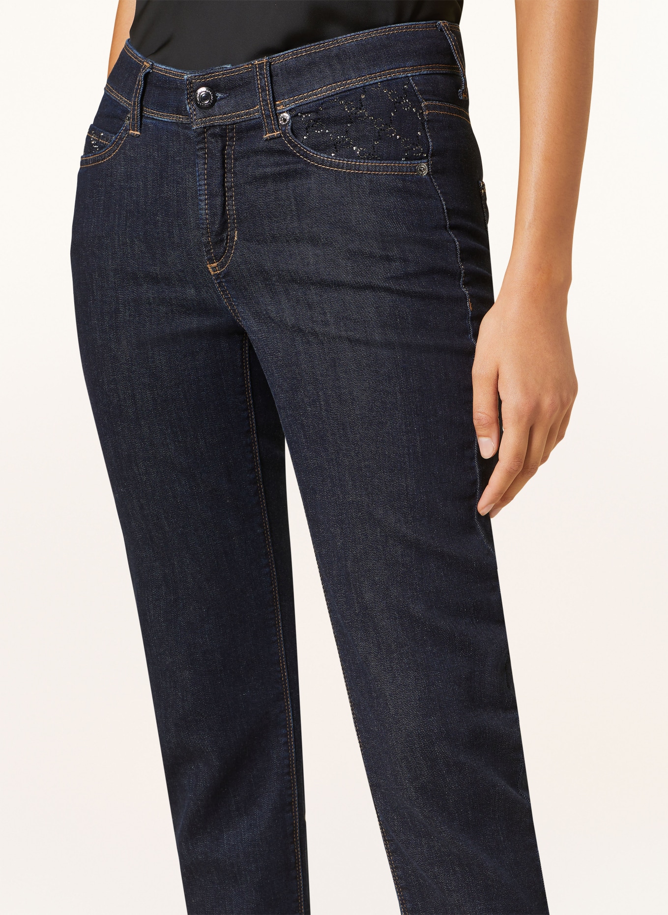 CAMBIO Skinny Jeans PIPER with decorative gems: 5006 modern rinsed