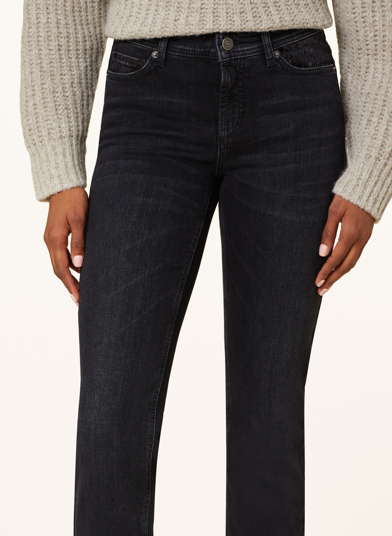 CAMBIO wash jeans PIPER with sequins: BLACK