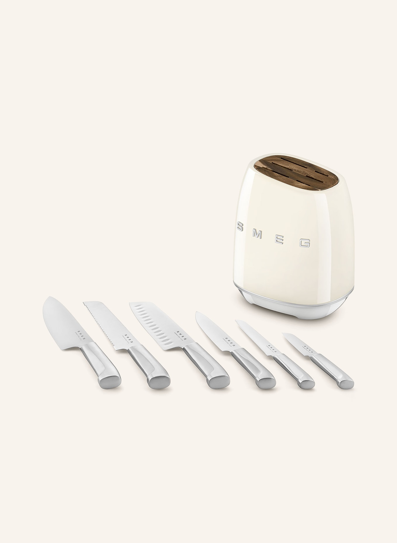 SMEG 7-piece Knife block KBSF02: CREAM