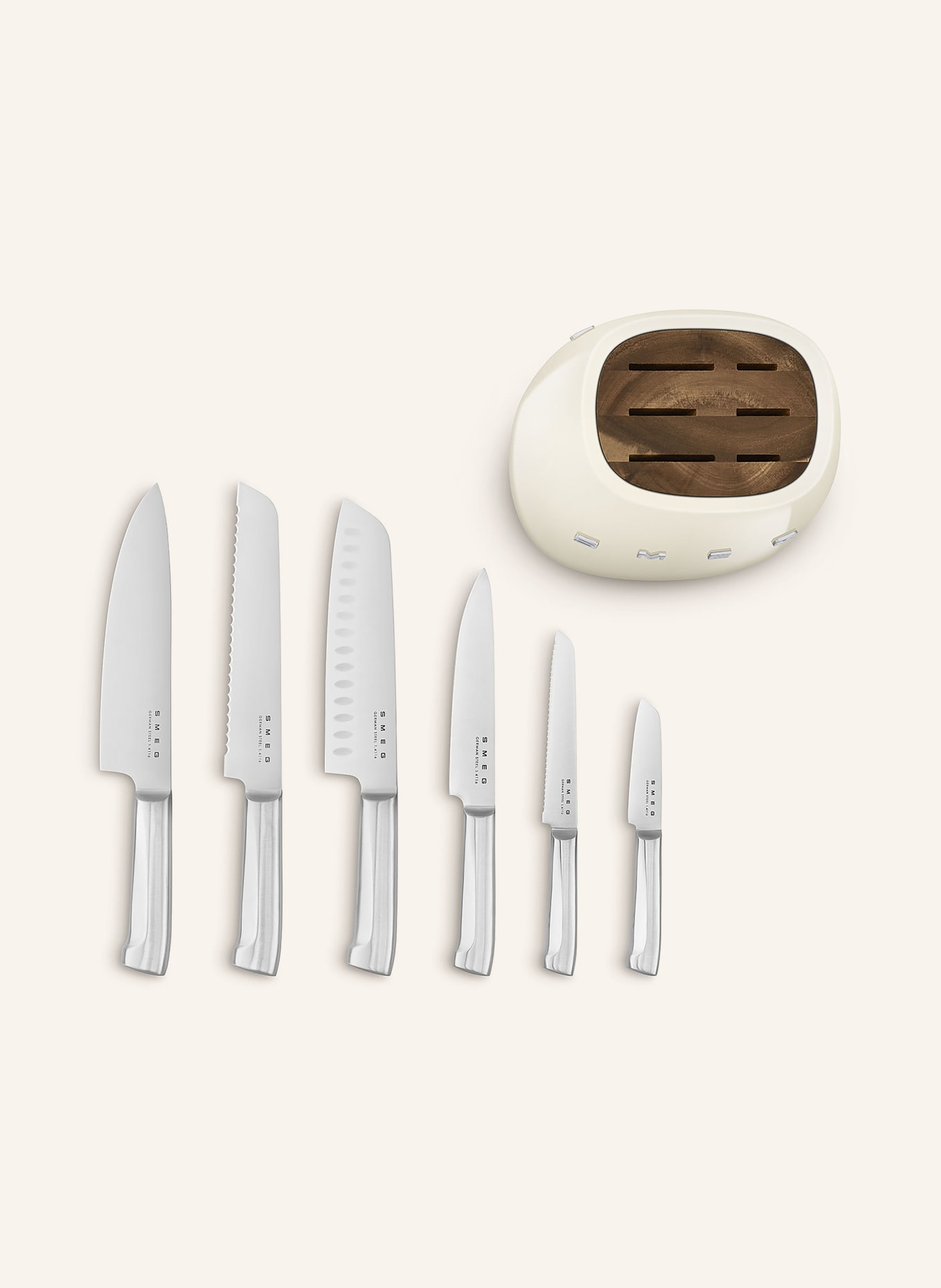 SMEG 7-piece Knife block KBSF02: CREAM
